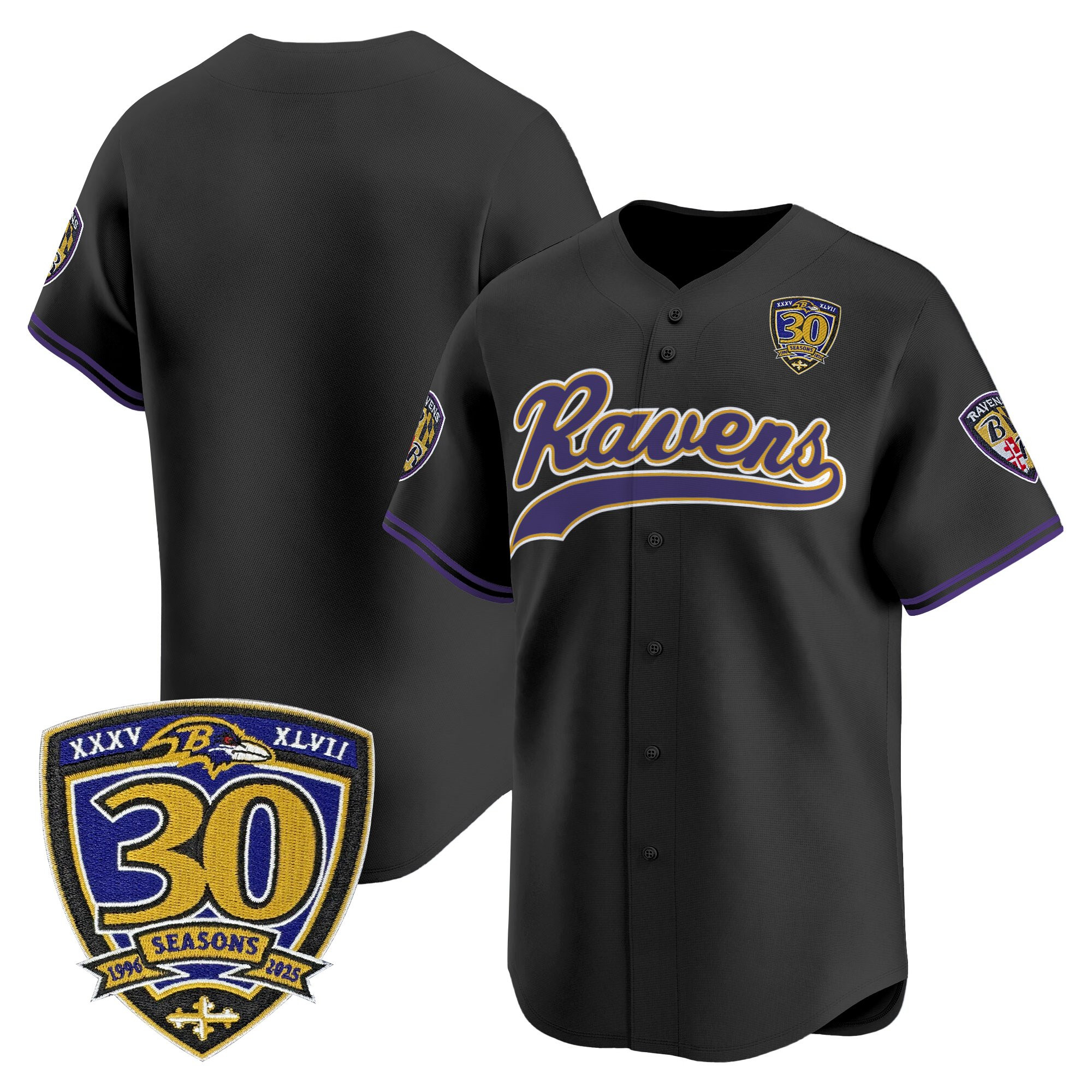 Men's Baltimore Ravens 2025 Vapor Baseball Jersey - 30th Anniversary Patch - All Stitched - Image 30