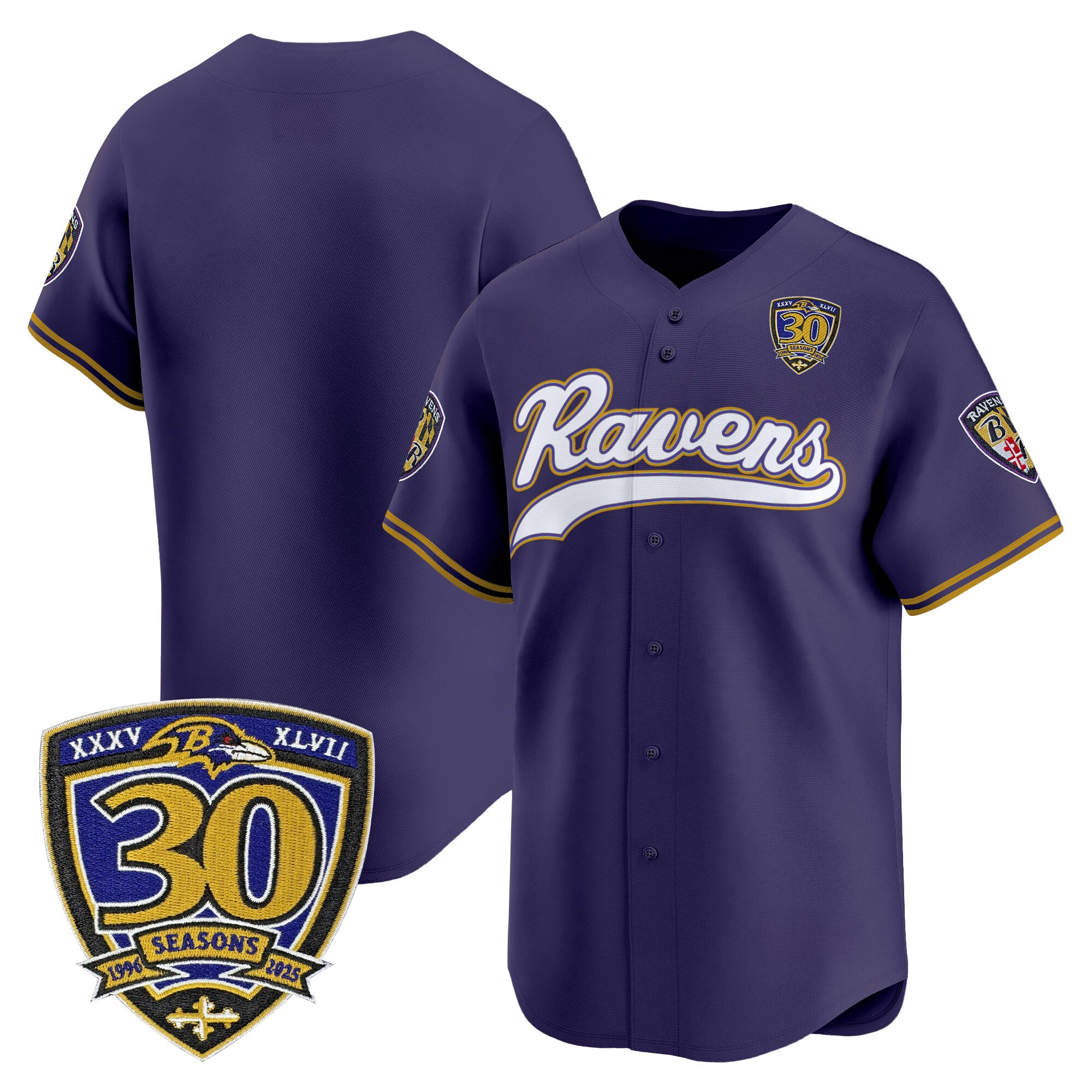 Men's Baltimore Ravens 2025 Vapor Baseball Jersey - 30th Anniversary Patch - All Stitched - Image 10