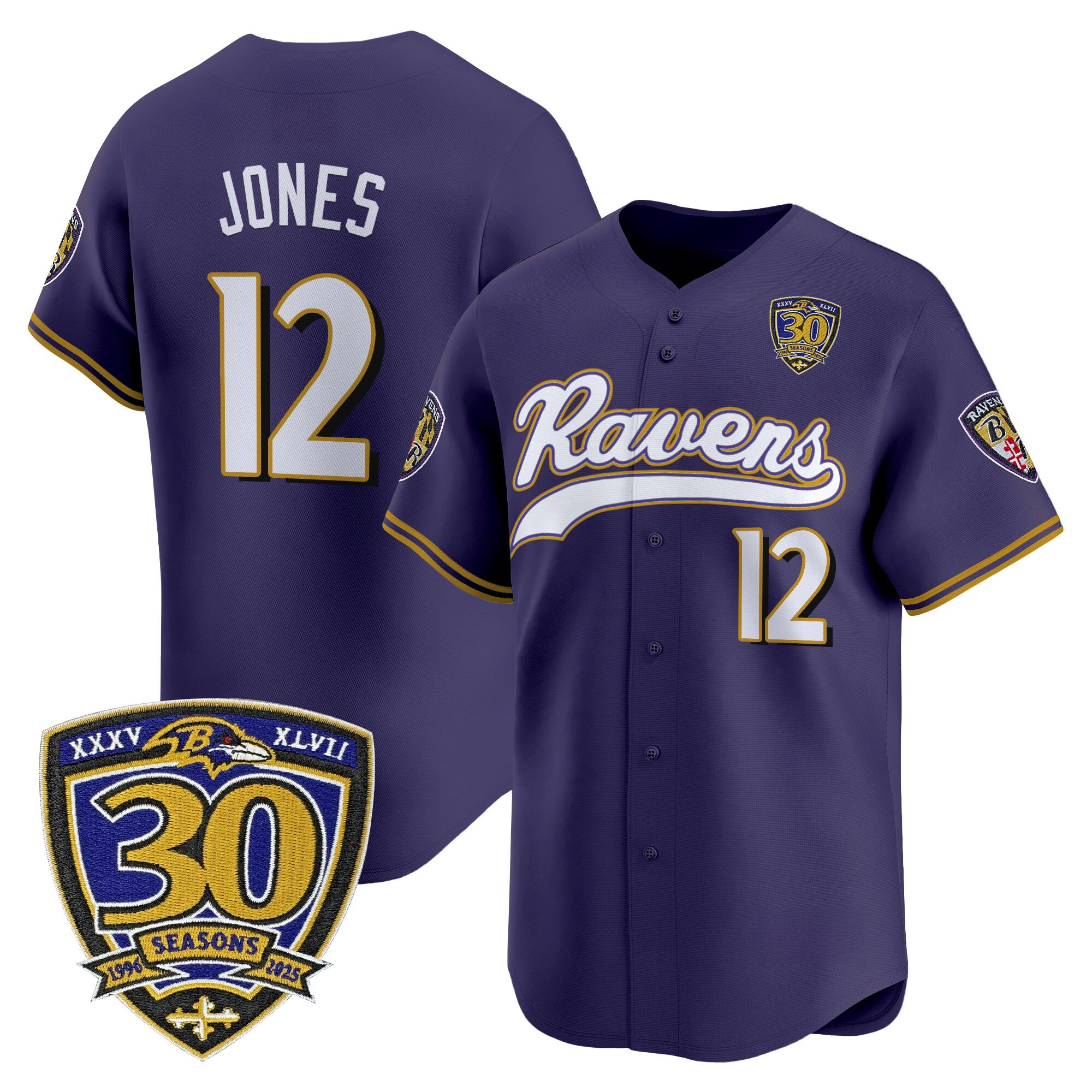 Men's Baltimore Ravens 2025 Vapor Baseball Jersey - 30th Anniversary Patch - All Stitched - Image 9