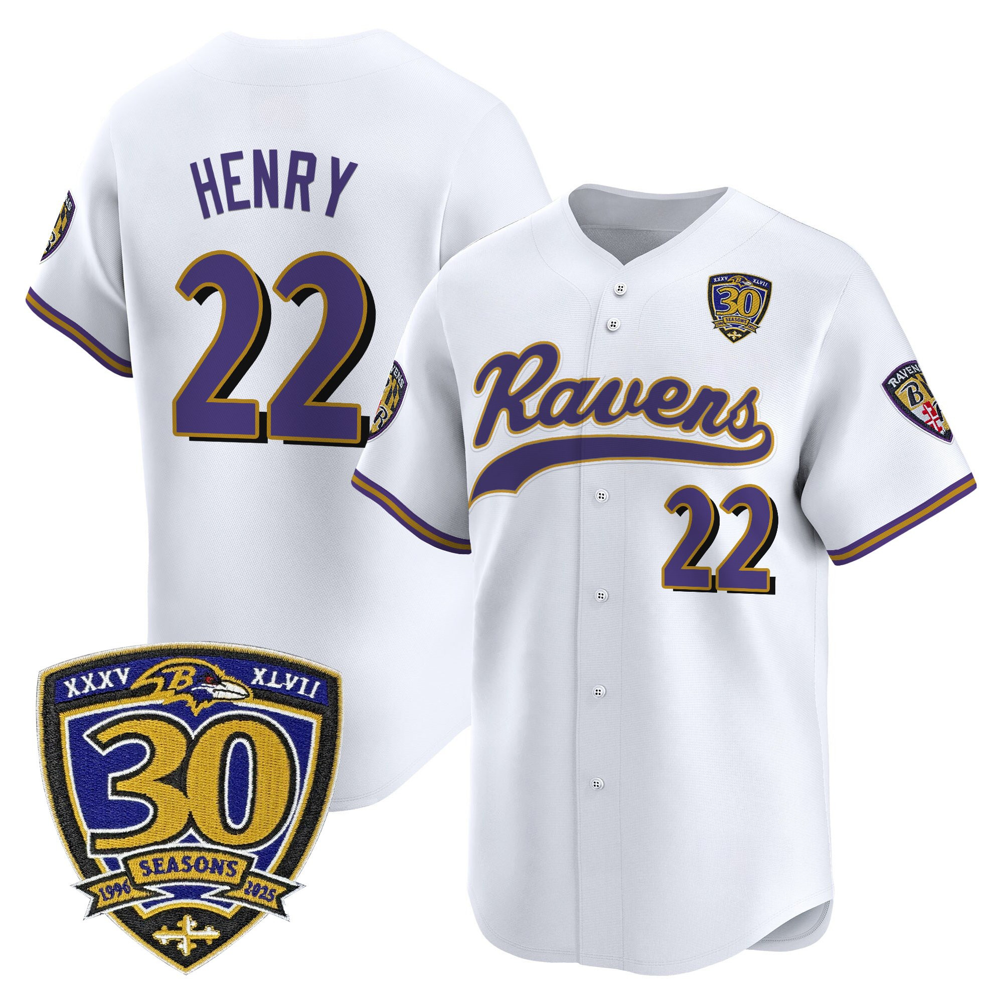 Men's Baltimore Ravens 2025 Vapor Baseball Jersey - 30th Anniversary Patch - All Stitched - Image 11
