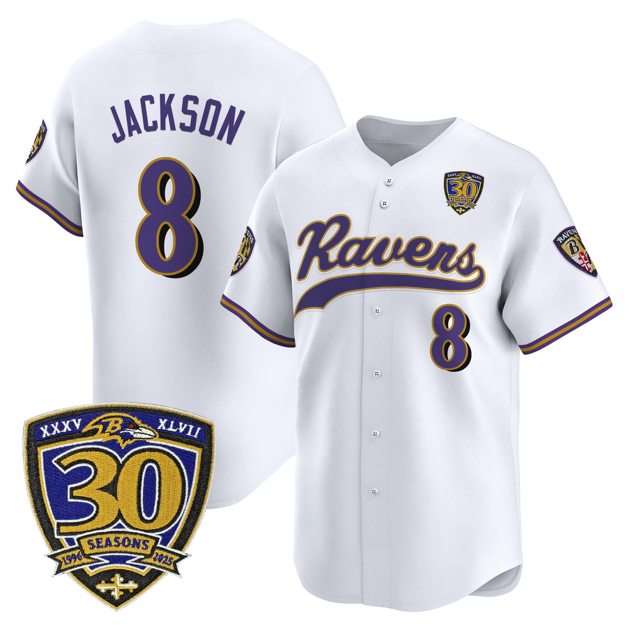 Men's Baltimore Ravens 2025 Vapor Baseball Jersey - 30th Anniversary Patch - All Stitched - Image 13