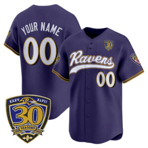 Baltimore Ravens 2025 Vapor Baseball Custom Jersey - 30th Anniversary Patch - All Stitched