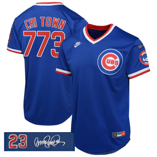 Men's Chicago Cubs 'Ryne Sandberg Tribute Patch' Cooperstown Jersey - All Stitched - Image 2