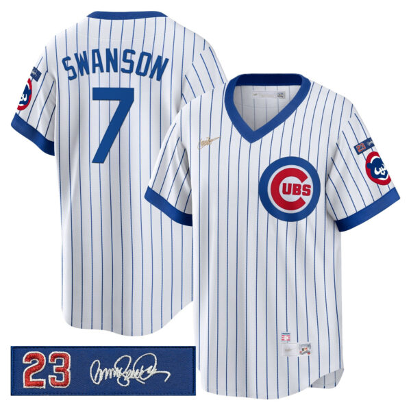 Men's Chicago Cubs 'Ryne Sandberg Tribute Patch' Cooperstown Jersey - All Stitched - Image 14