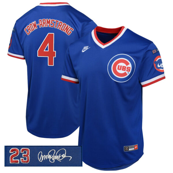 Men's Chicago Cubs 'Ryne Sandberg Tribute Patch' Cooperstown Jersey - All Stitched - Image 8
