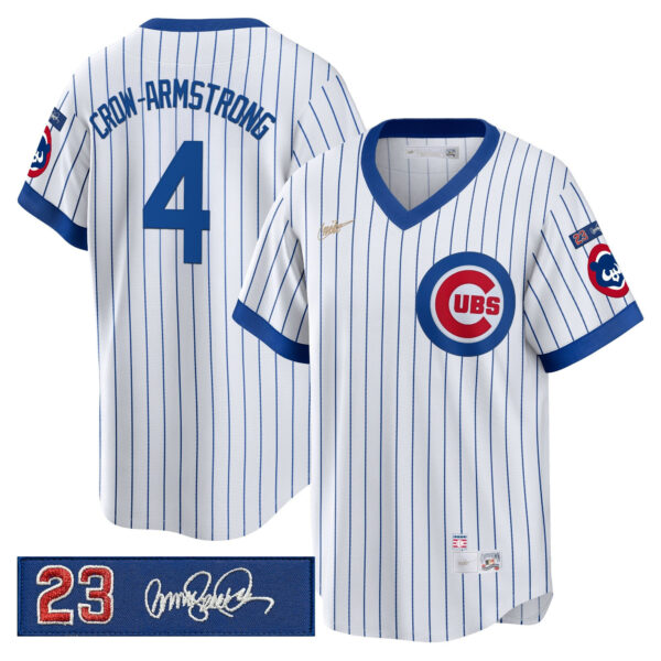 Men's Chicago Cubs 'Ryne Sandberg Tribute Patch' Cooperstown Jersey - All Stitched - Image 18