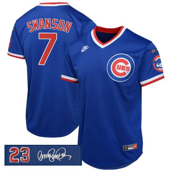 Men's Chicago Cubs 'Ryne Sandberg Tribute Patch' Cooperstown Jersey - All Stitched - Image 4