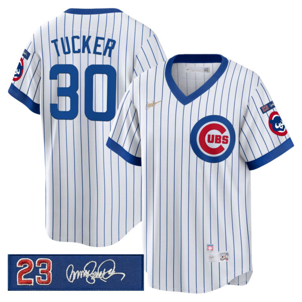 Men's Chicago Cubs 'Ryne Sandberg Tribute Patch' Cooperstown Jersey - All Stitched - Image 13