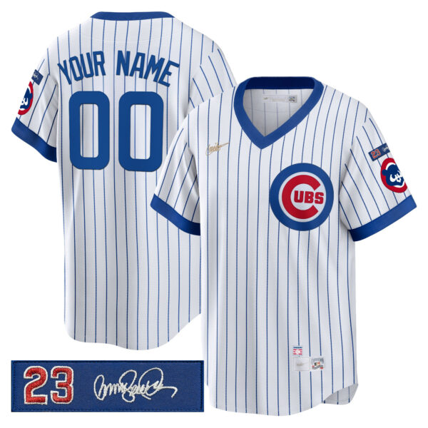 Chicago Cubs 'Ryne Sandberg Tribute Patch' Cooperstown Custom Jersey - All Stitched - Image 2