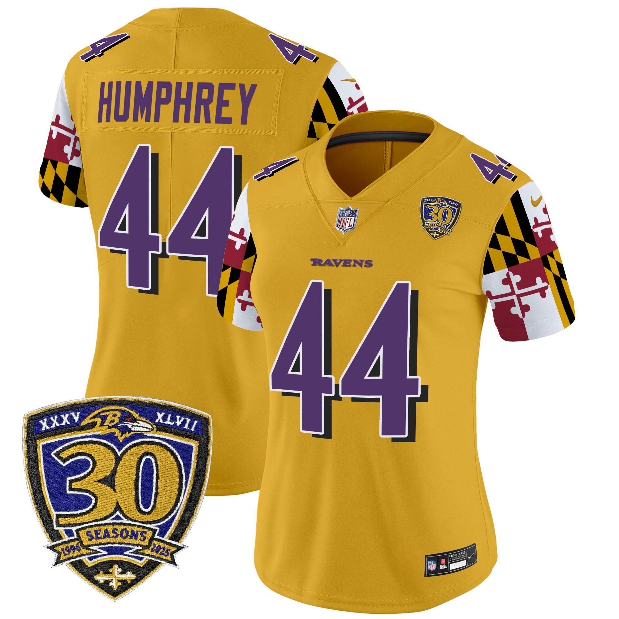 Women's Baltimore Ravens 'Maryland Flag Edition' Vapor Limited Jersey - 30th Anniversary Patch - All Stitched - Image 33
