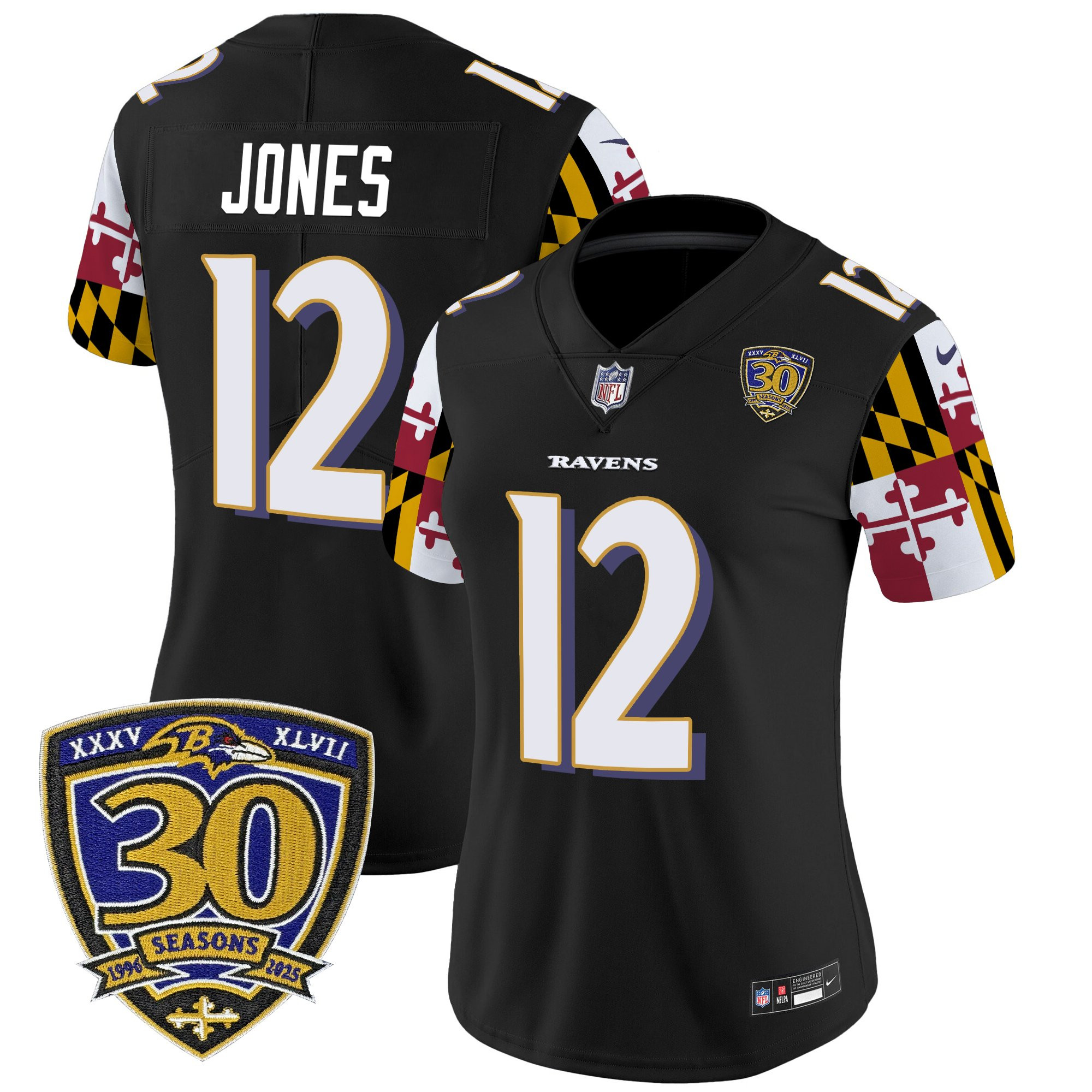 Women's Baltimore Ravens 'Maryland Flag Edition' Vapor Limited Jersey - 30th Anniversary Patch - All Stitched - Image 27