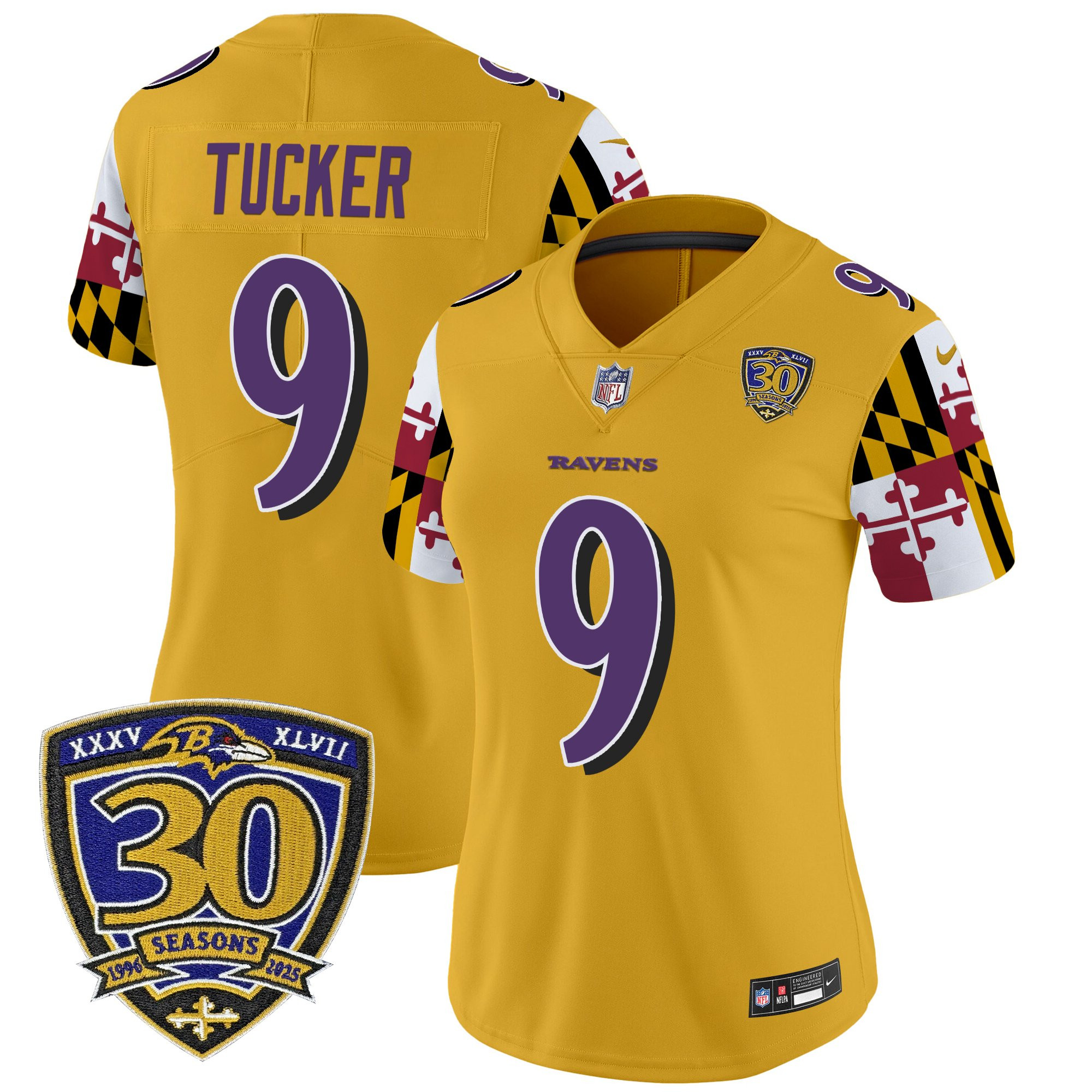 Women's Baltimore Ravens 'Maryland Flag Edition' Vapor Limited Jersey - 30th Anniversary Patch - All Stitched - Image 31