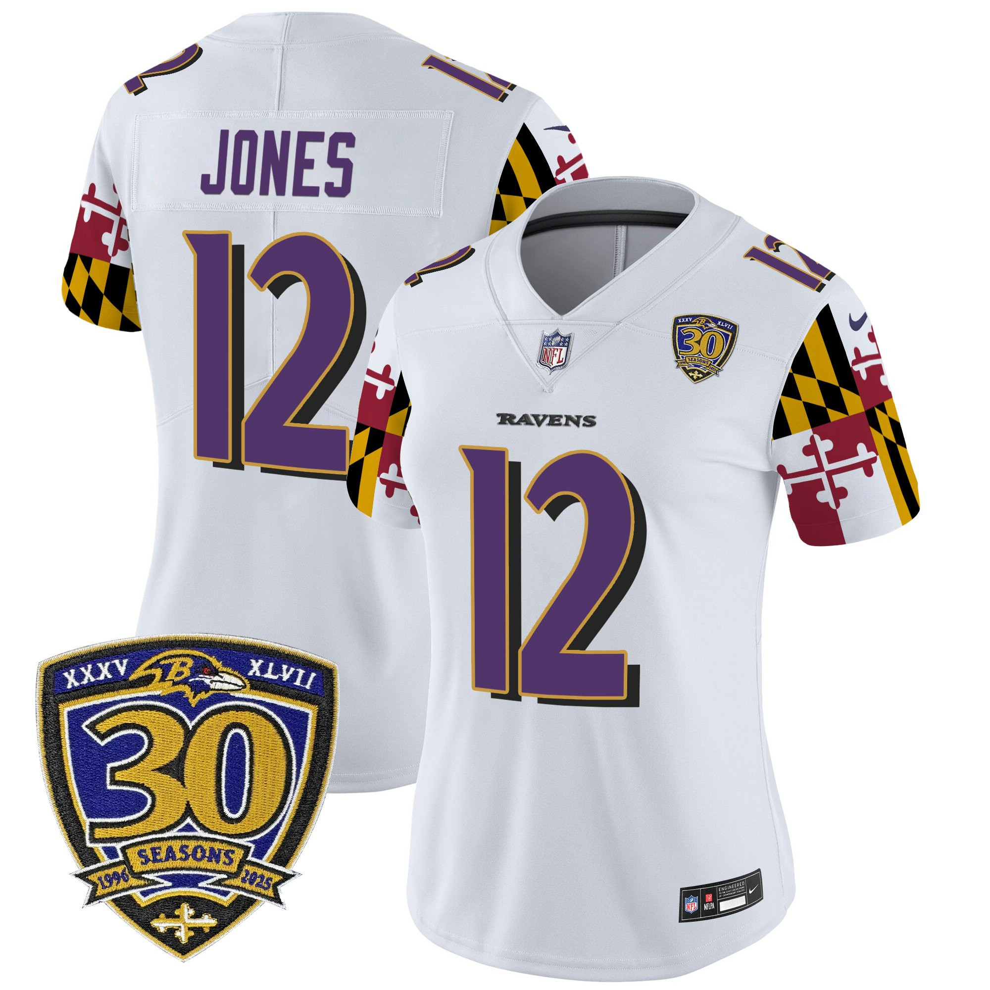 Women's Baltimore Ravens 'Maryland Flag Edition' Vapor Limited Jersey - 30th Anniversary Patch - All Stitched - Image 9