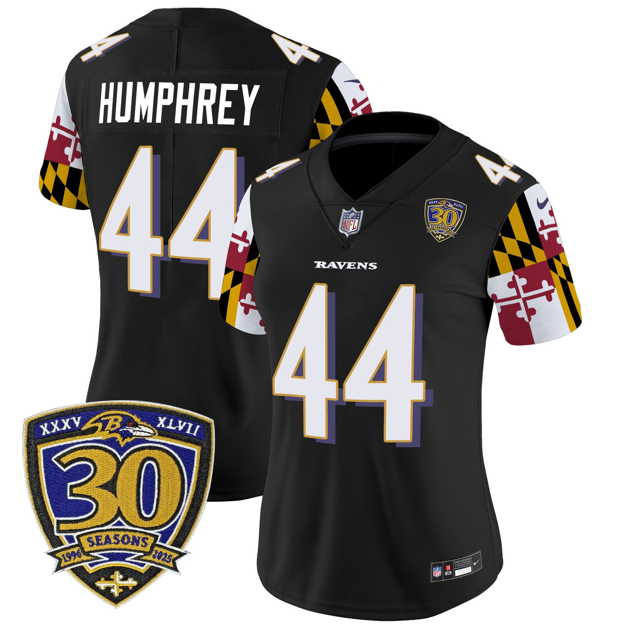 Women's Baltimore Ravens 'Maryland Flag Edition' Vapor Limited Jersey - 30th Anniversary Patch - All Stitched - Image 24