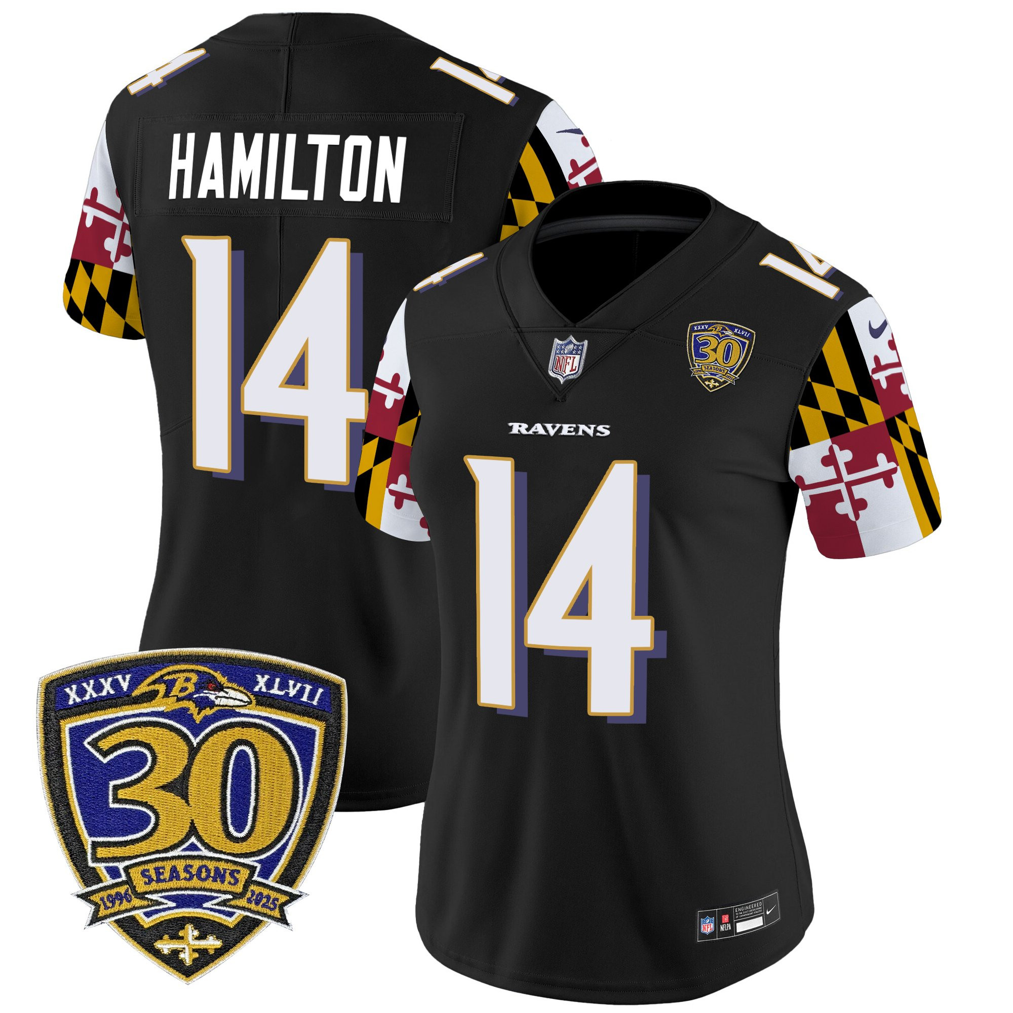 Women's Baltimore Ravens 'Maryland Flag Edition' Vapor Limited Jersey - 30th Anniversary Patch - All Stitched - Image 23