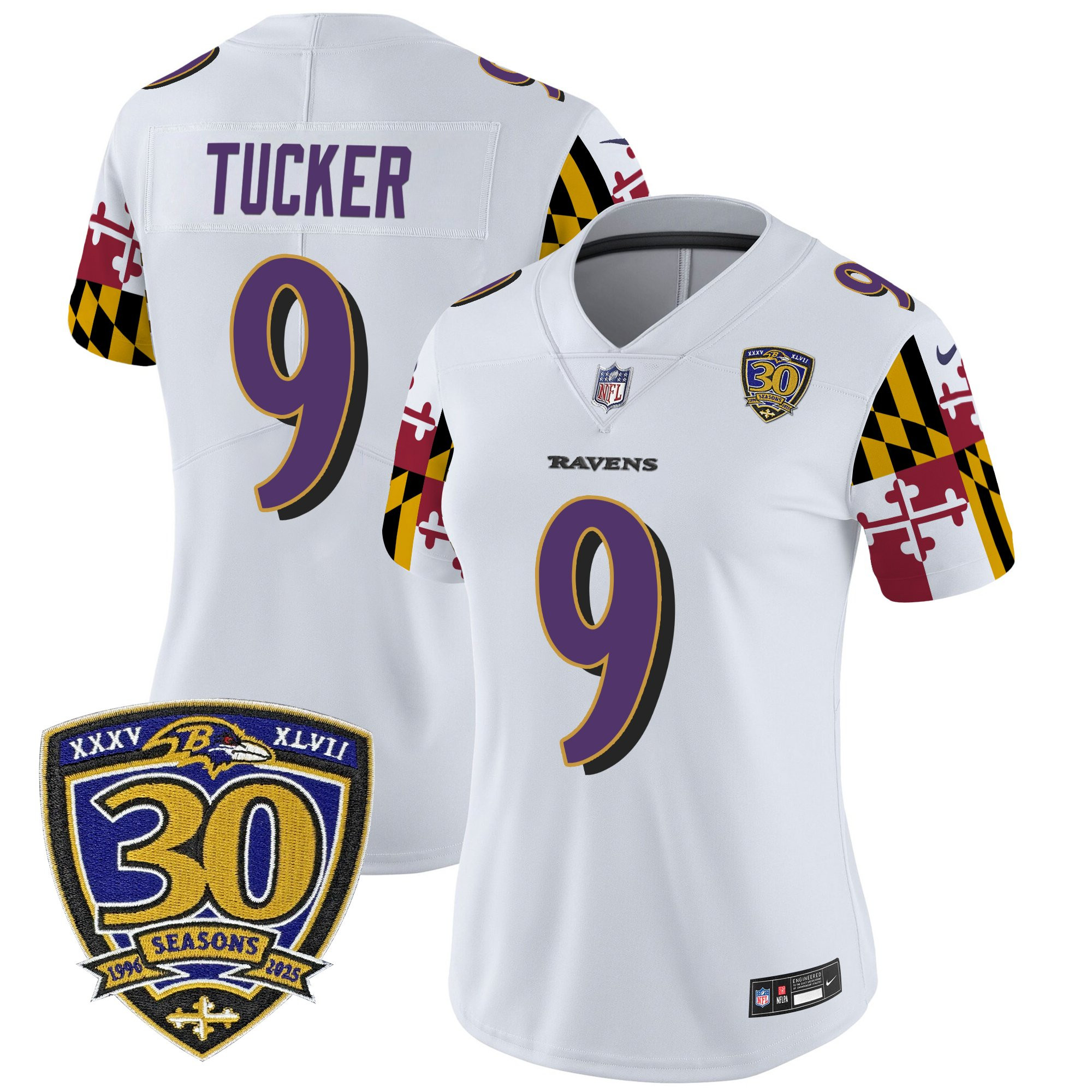Women's Baltimore Ravens 'Maryland Flag Edition' Vapor Limited Jersey - 30th Anniversary Patch - All Stitched - Image 5