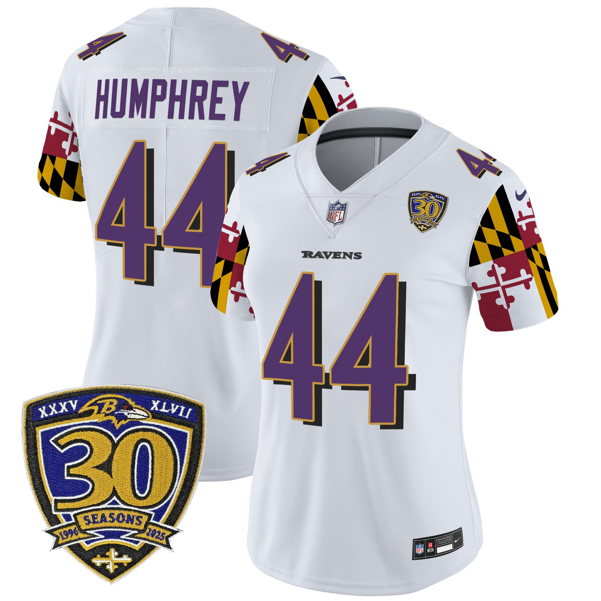 Women's Baltimore Ravens 'Maryland Flag Edition' Vapor Limited Jersey - 30th Anniversary Patch - All Stitched - Image 6