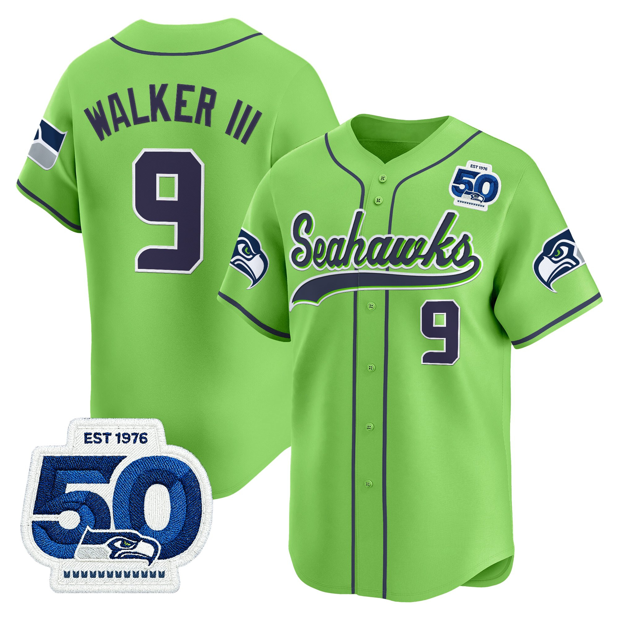 Men's Seattle Seahawks 50th Anniversary Vapor Baseball Jersey - All Stitched - Image 33