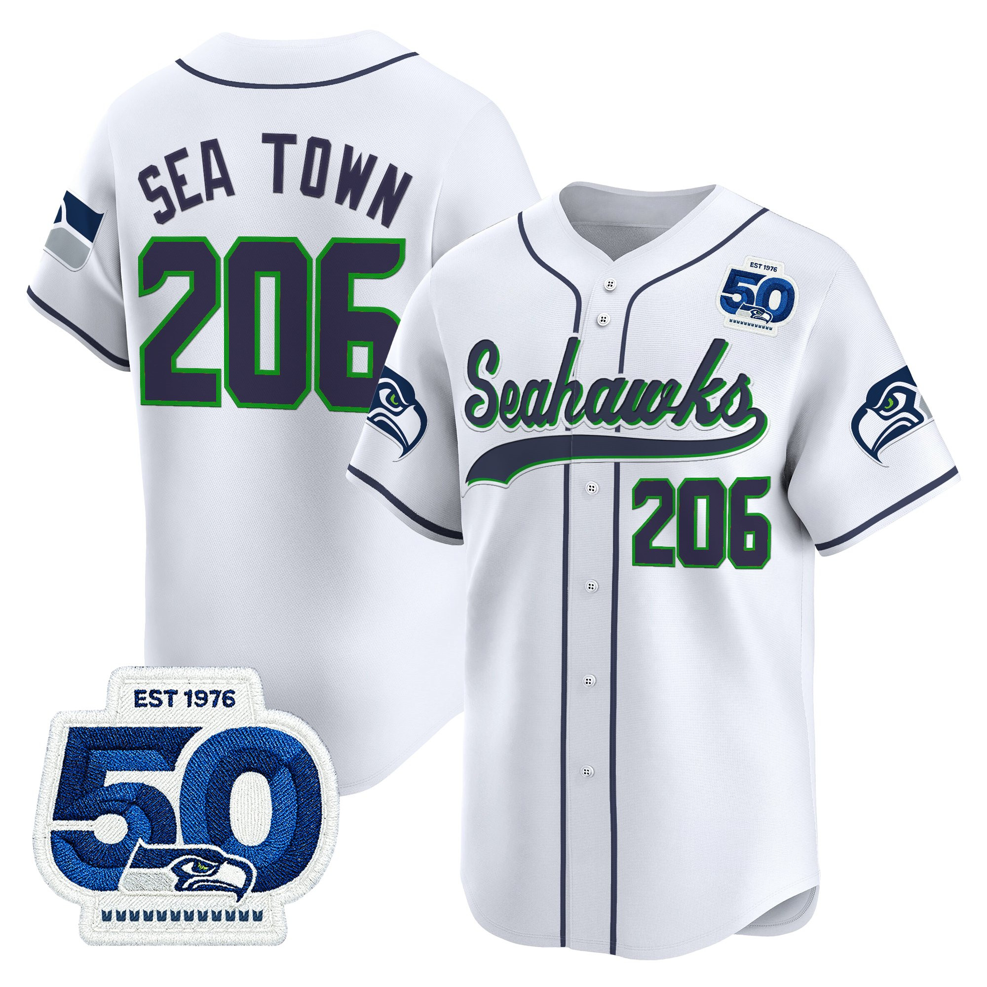 Men's Seattle Seahawks 50th Anniversary Vapor Baseball Jersey - All Stitched - Image 11