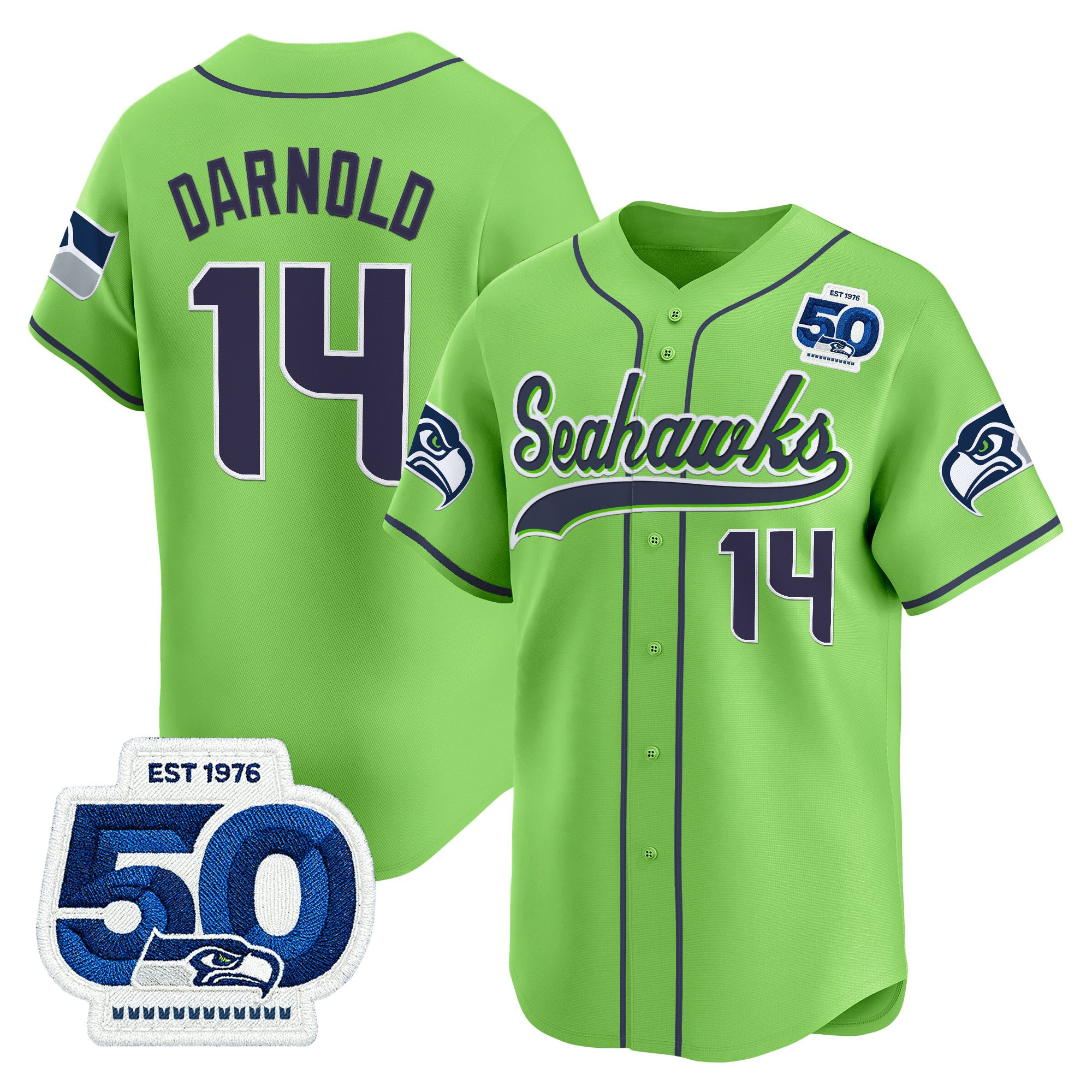 Men's Seattle Seahawks 50th Anniversary Vapor Baseball Jersey - All Stitched - Image 28