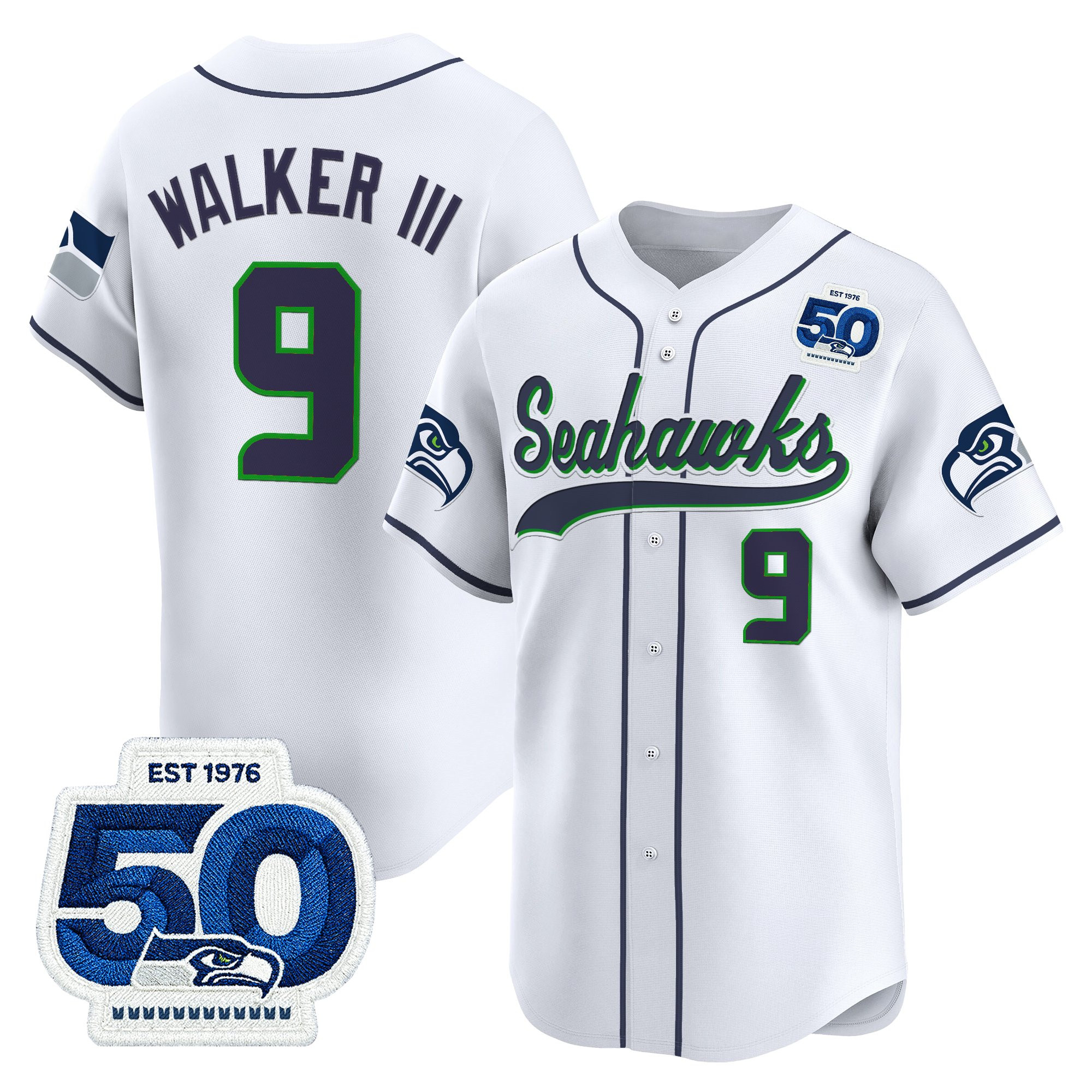 Men's Seattle Seahawks 50th Anniversary Vapor Baseball Jersey - All Stitched - Image 15