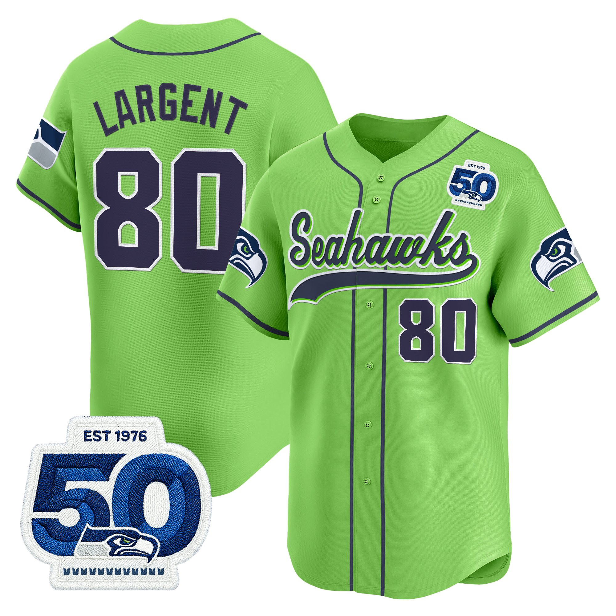 Men's Seattle Seahawks 50th Anniversary Vapor Baseball Jersey - All Stitched - Image 34