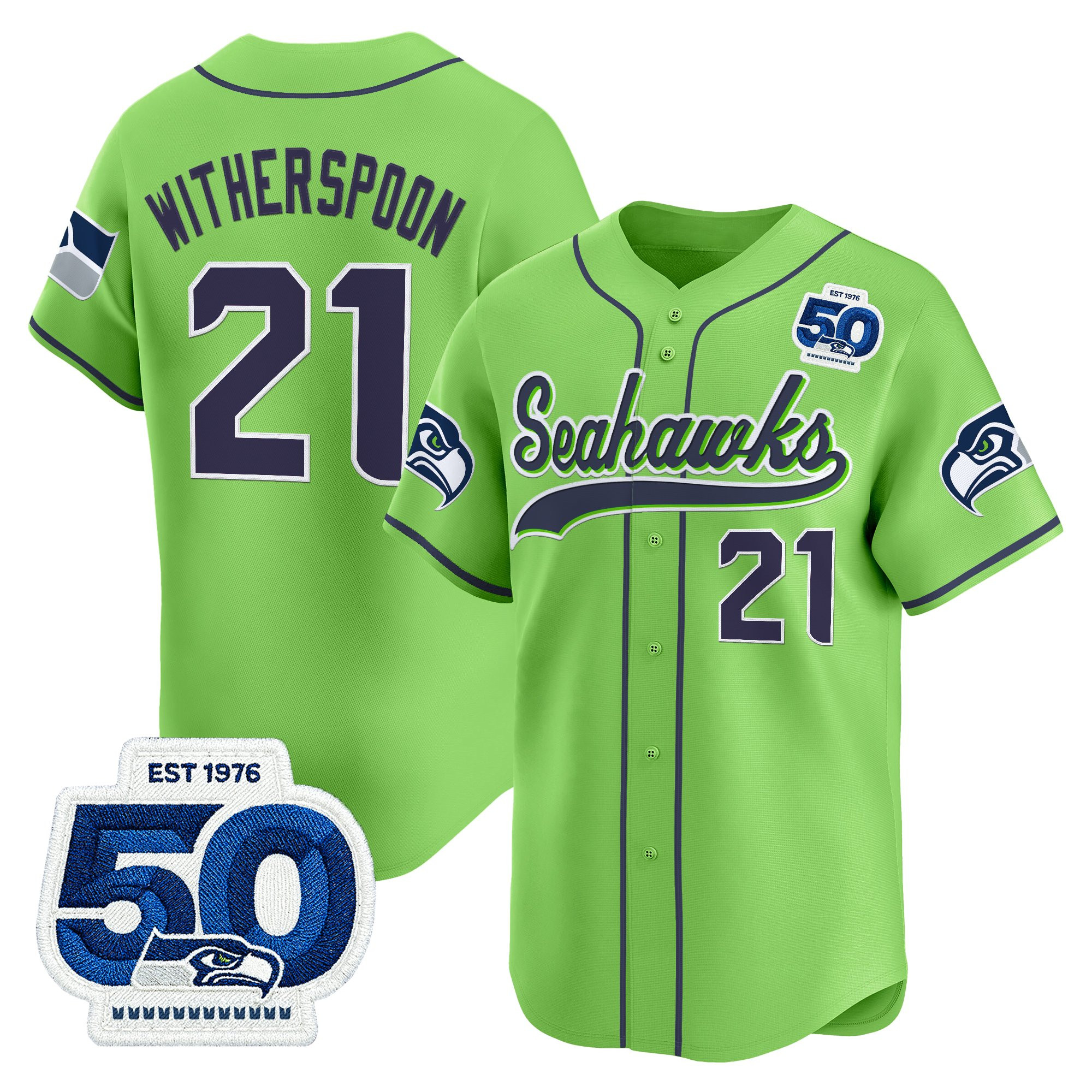 Men's Seattle Seahawks 50th Anniversary Vapor Baseball Jersey - All Stitched - Image 32