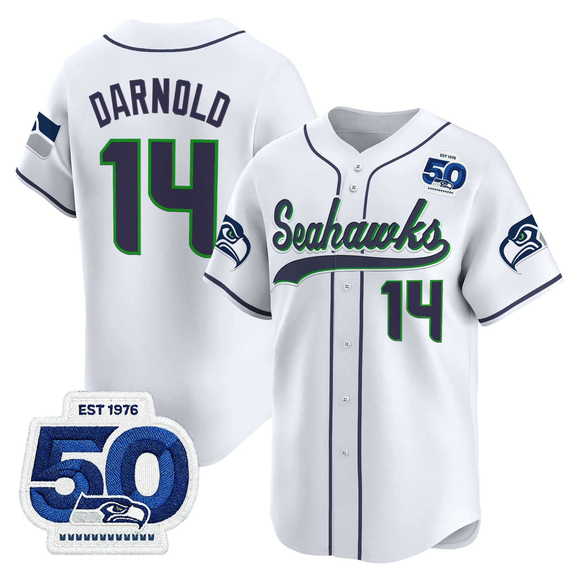 Men's Seattle Seahawks 50th Anniversary Vapor Baseball Jersey - All Stitched - Image 10