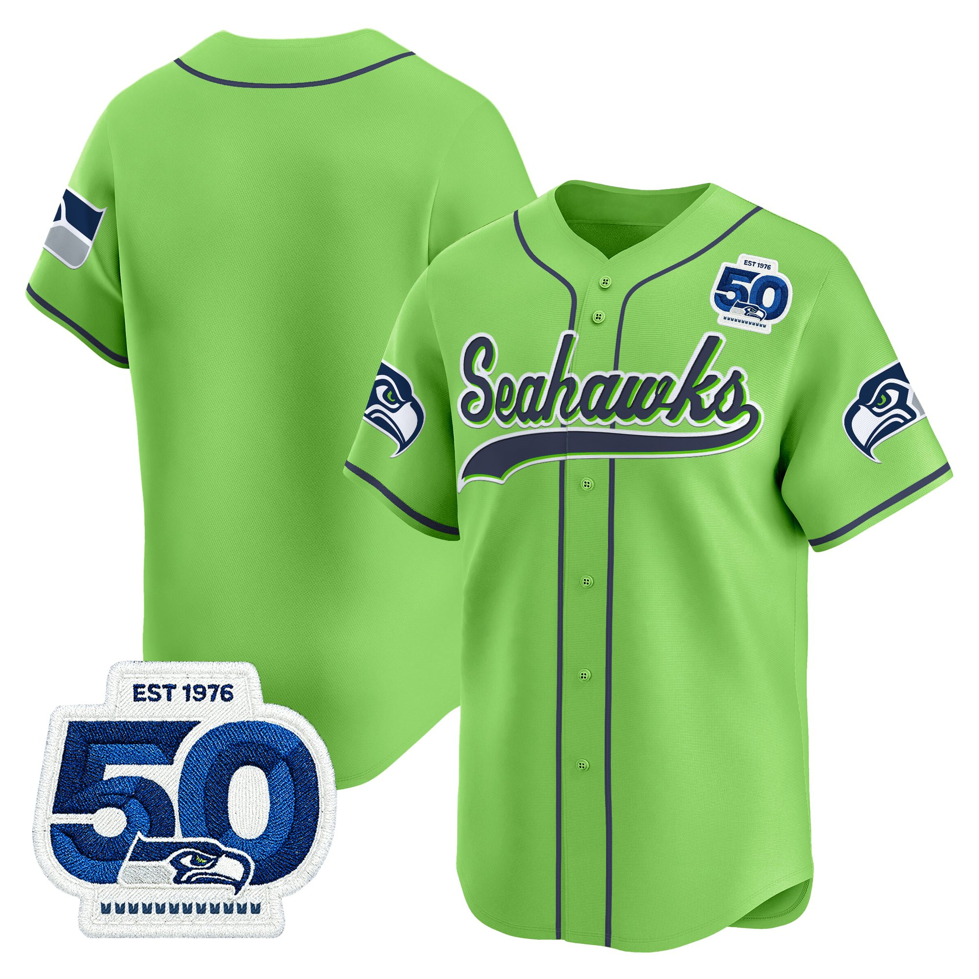 Men's Seattle Seahawks 50th Anniversary Vapor Baseball Jersey - All Stitched - Image 36