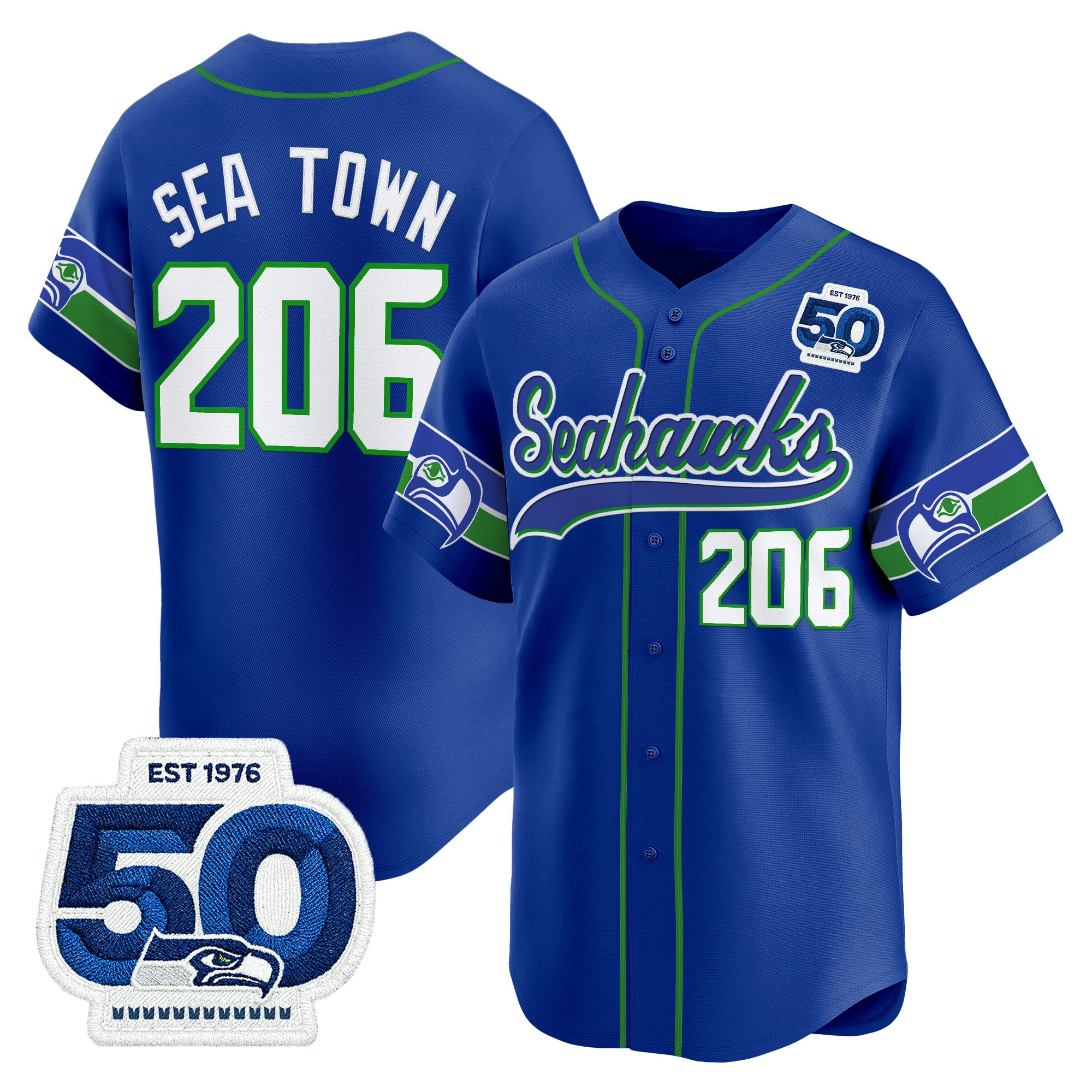 Men's Seattle Seahawks 50th Anniversary Vapor Baseball Jersey - All Stitched - Image 2