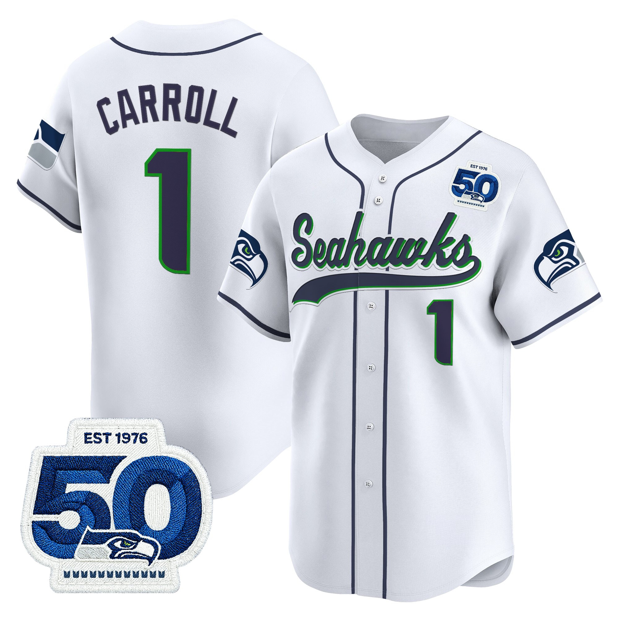 Men's Seattle Seahawks 50th Anniversary Vapor Baseball Jersey - All Stitched - Image 12