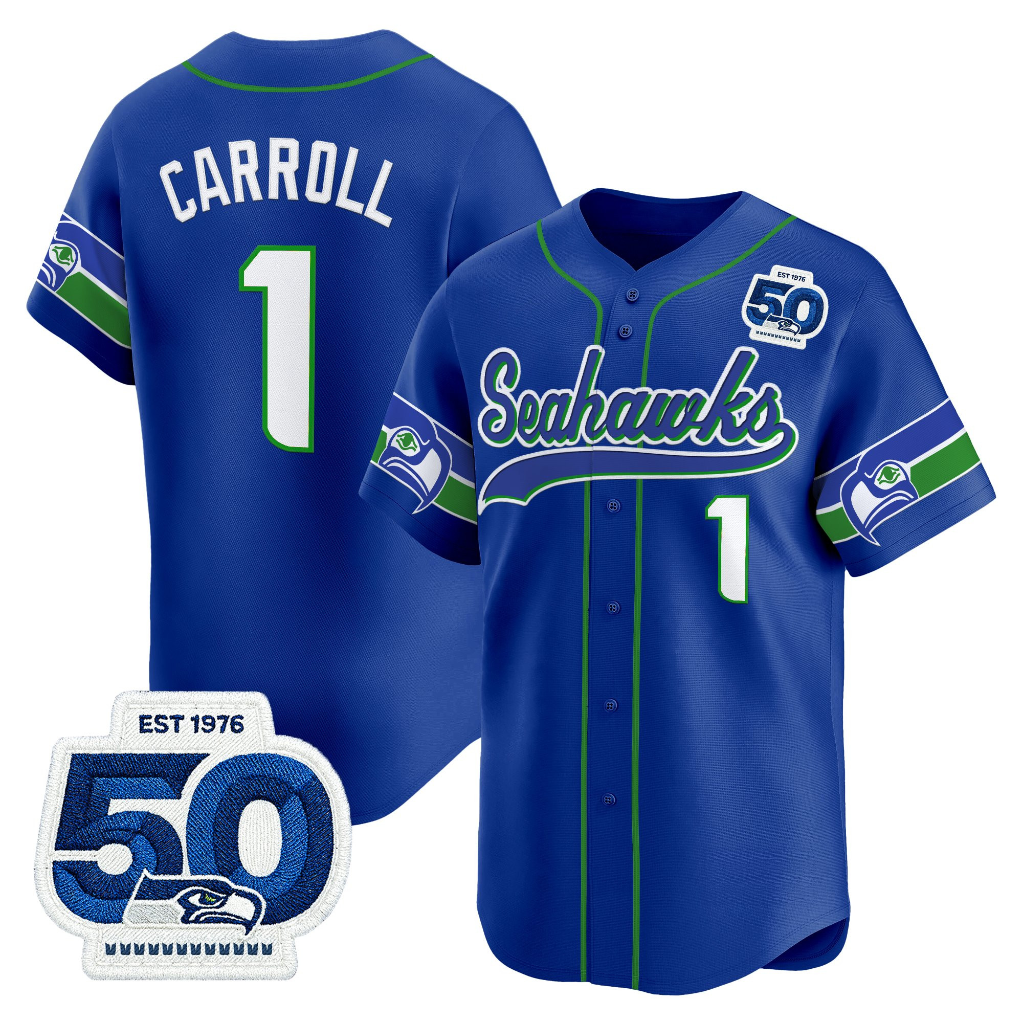 Men's Seattle Seahawks 50th Anniversary Vapor Baseball Jersey - All Stitched - Image 3