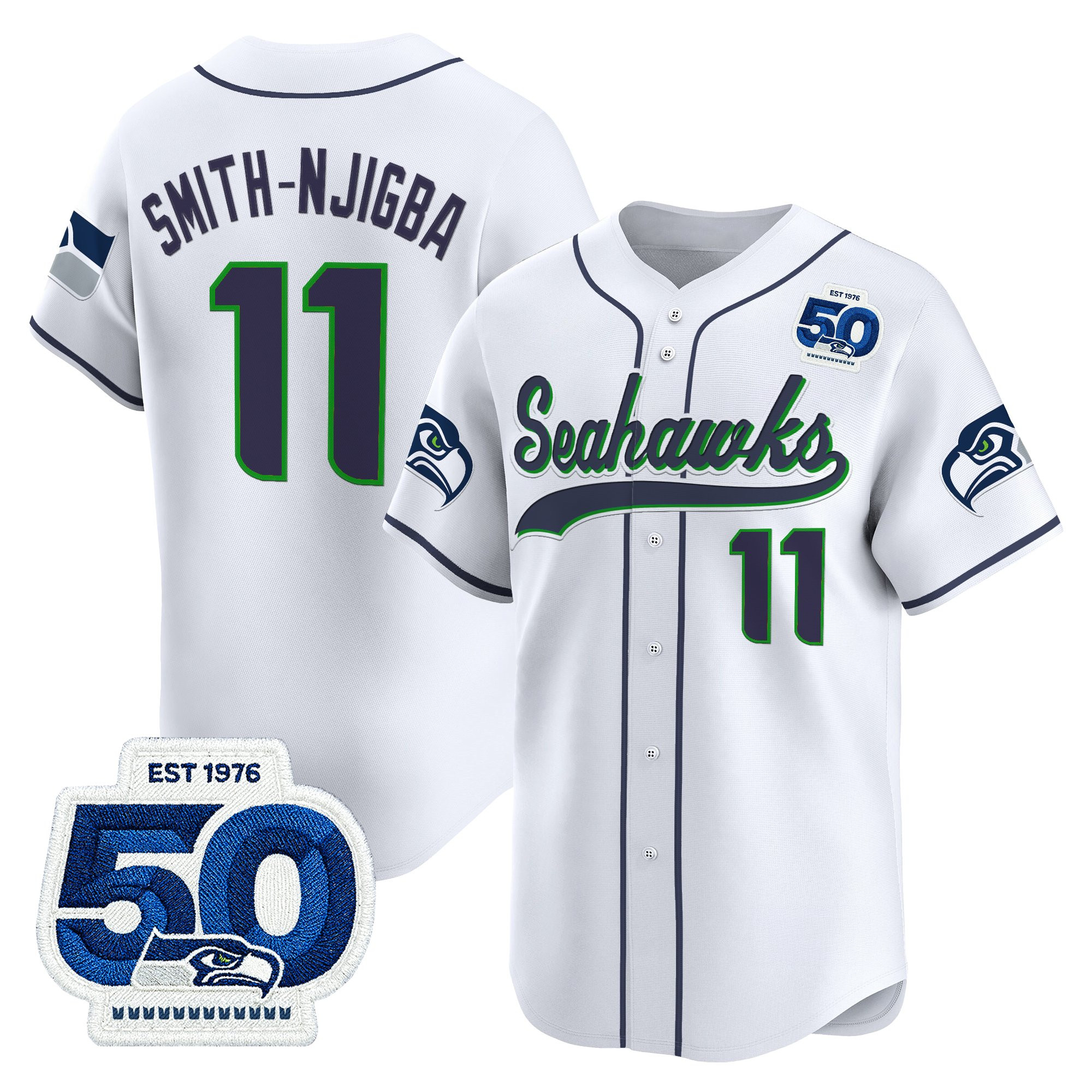Men's Seattle Seahawks 50th Anniversary Vapor Baseball Jersey - All Stitched - Image 13