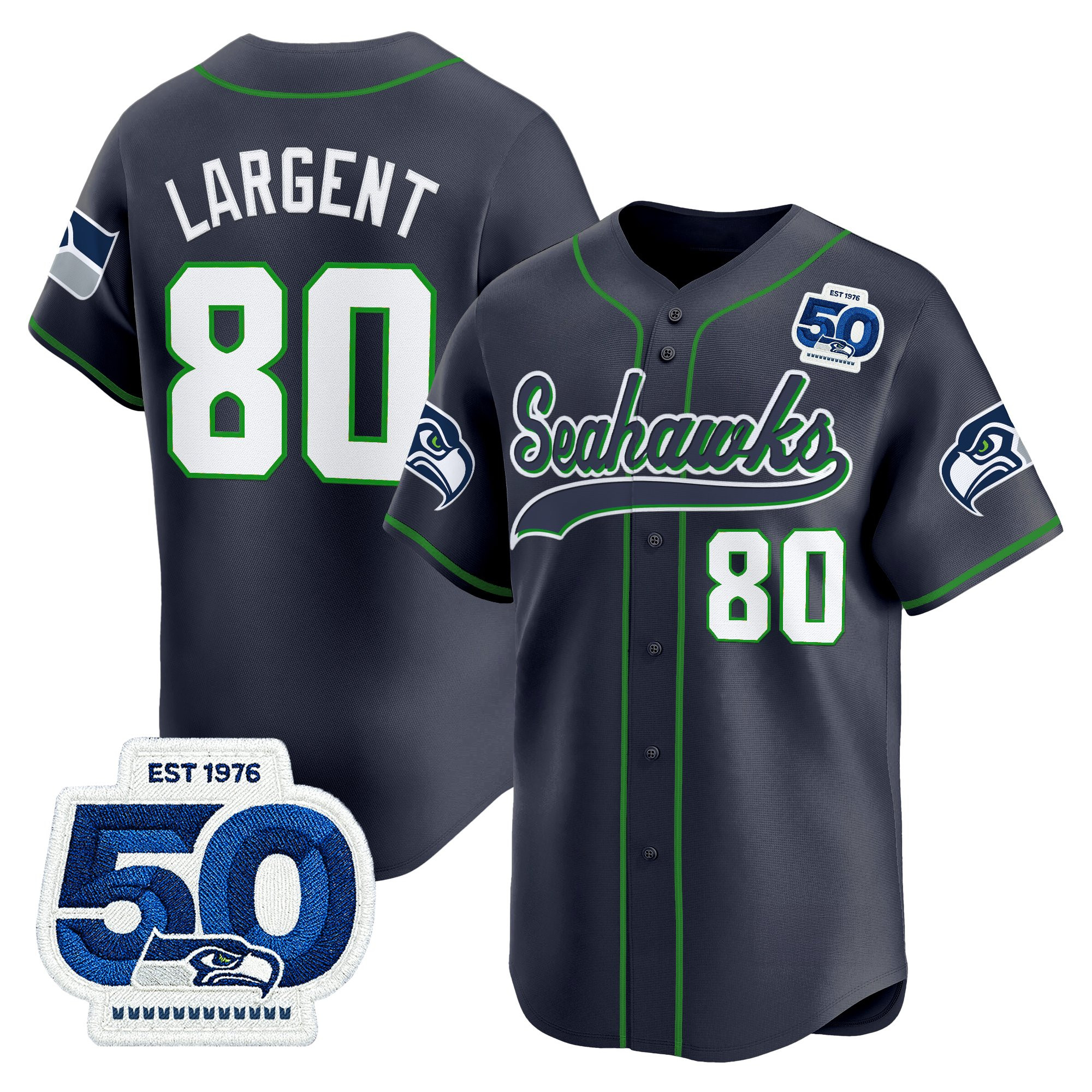 Men's Seattle Seahawks 50th Anniversary Vapor Baseball Jersey - All Stitched - Image 25