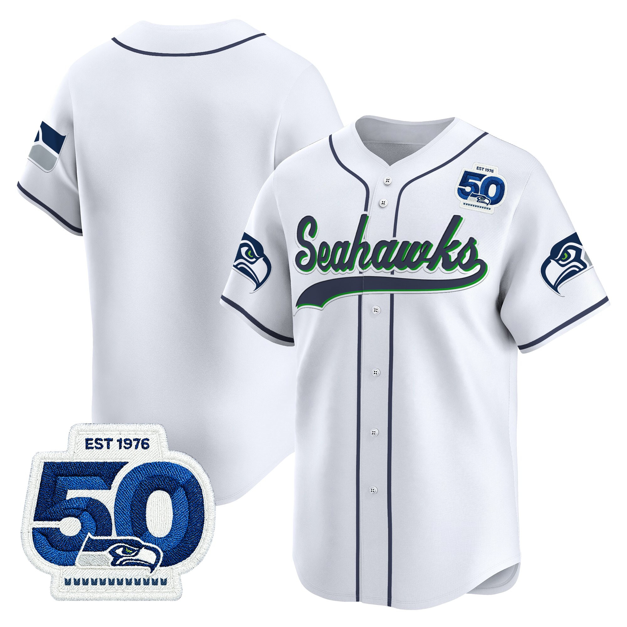 Men's Seattle Seahawks 50th Anniversary Vapor Baseball Jersey - All Stitched - Image 18