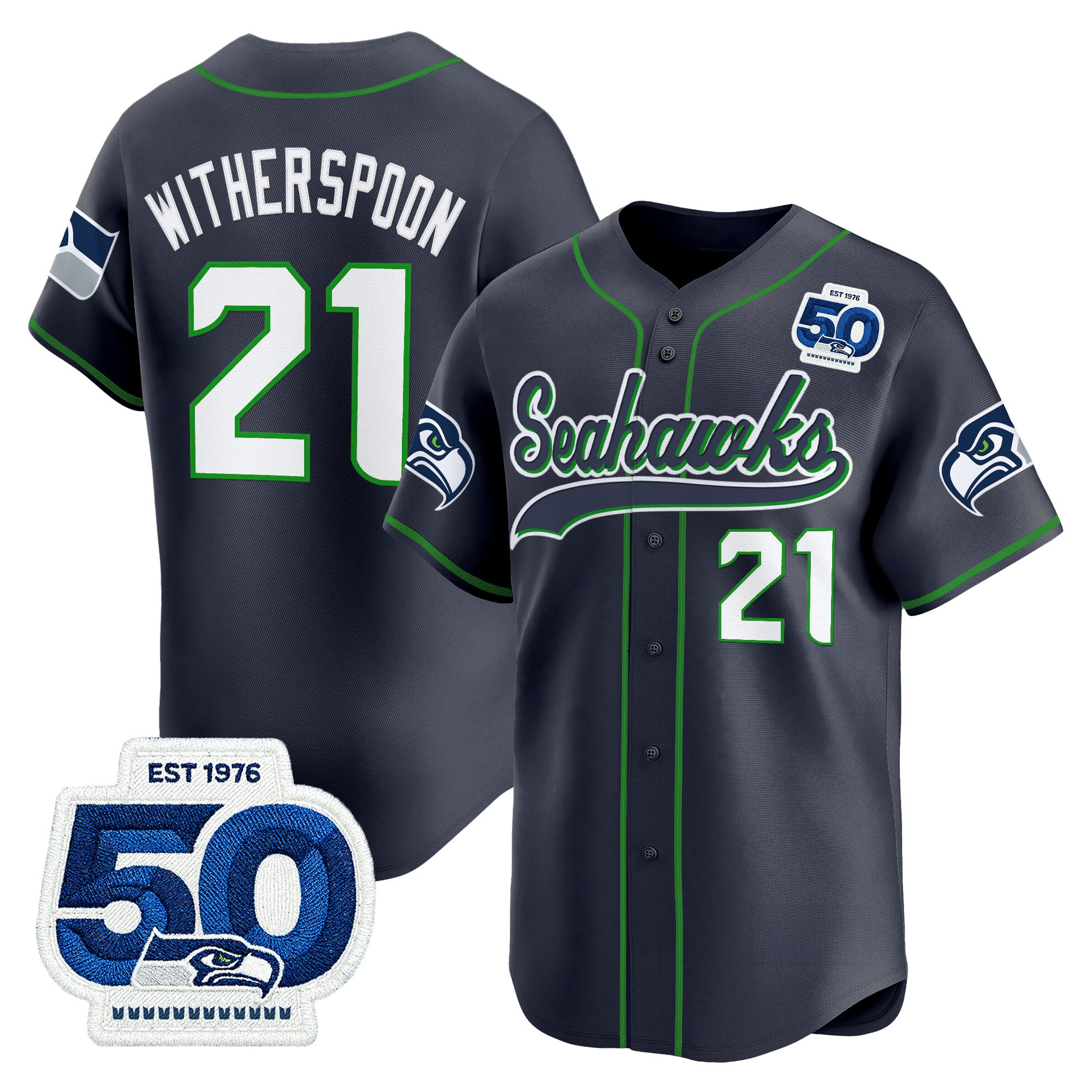 Men's Seattle Seahawks 50th Anniversary Vapor Baseball Jersey - All Stitched - Image 23
