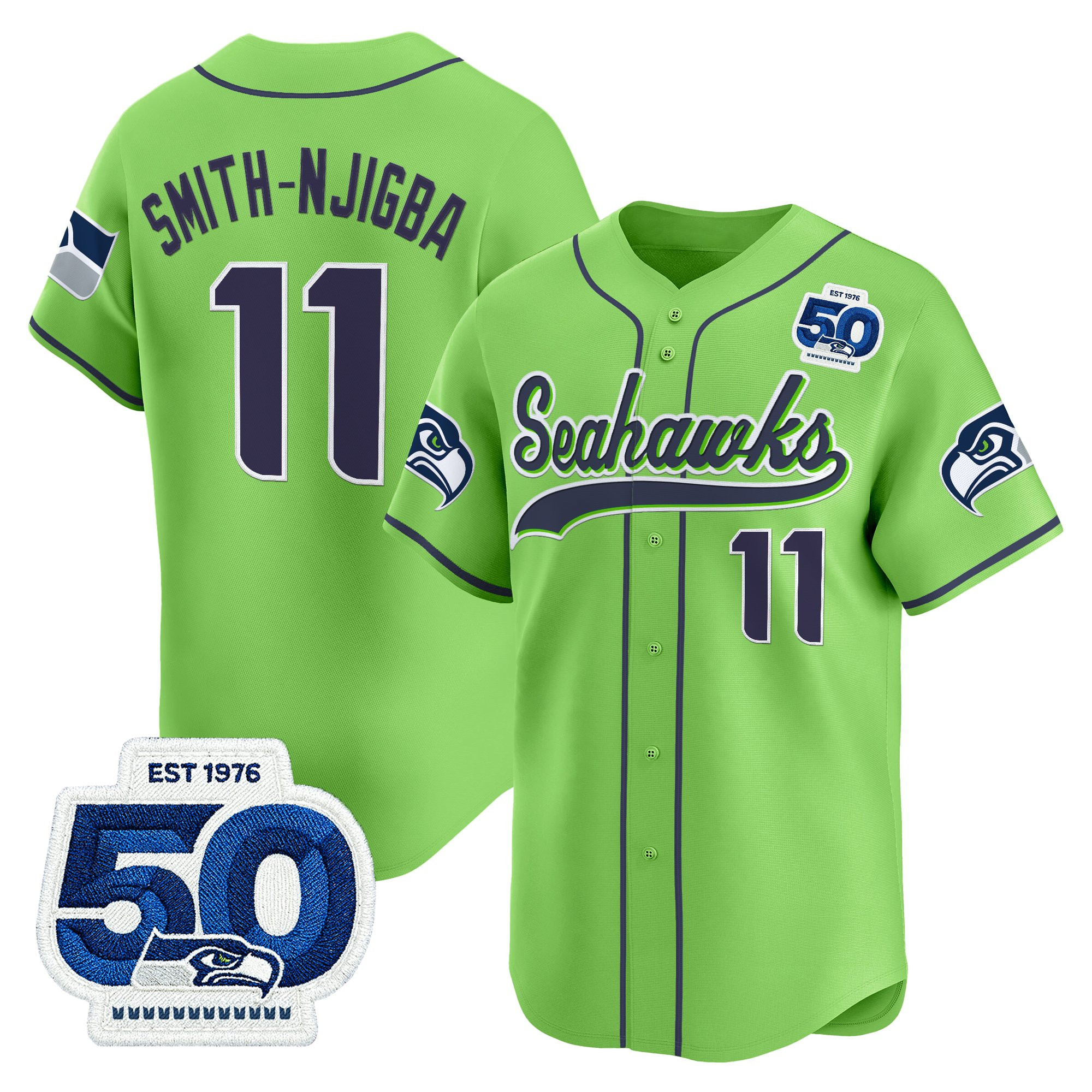 Men's Seattle Seahawks 50th Anniversary Vapor Baseball Jersey - All Stitched - Image 31
