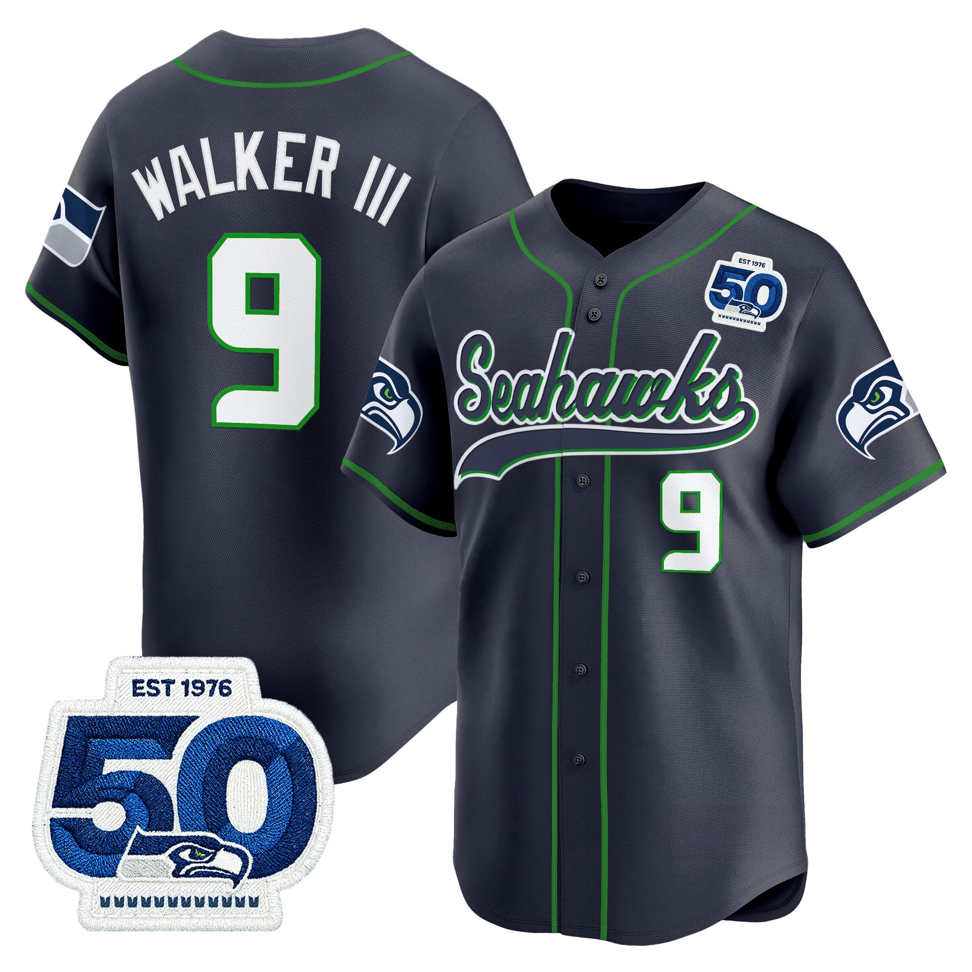 Men's Seattle Seahawks 50th Anniversary Vapor Baseball Jersey - All Stitched - Image 24