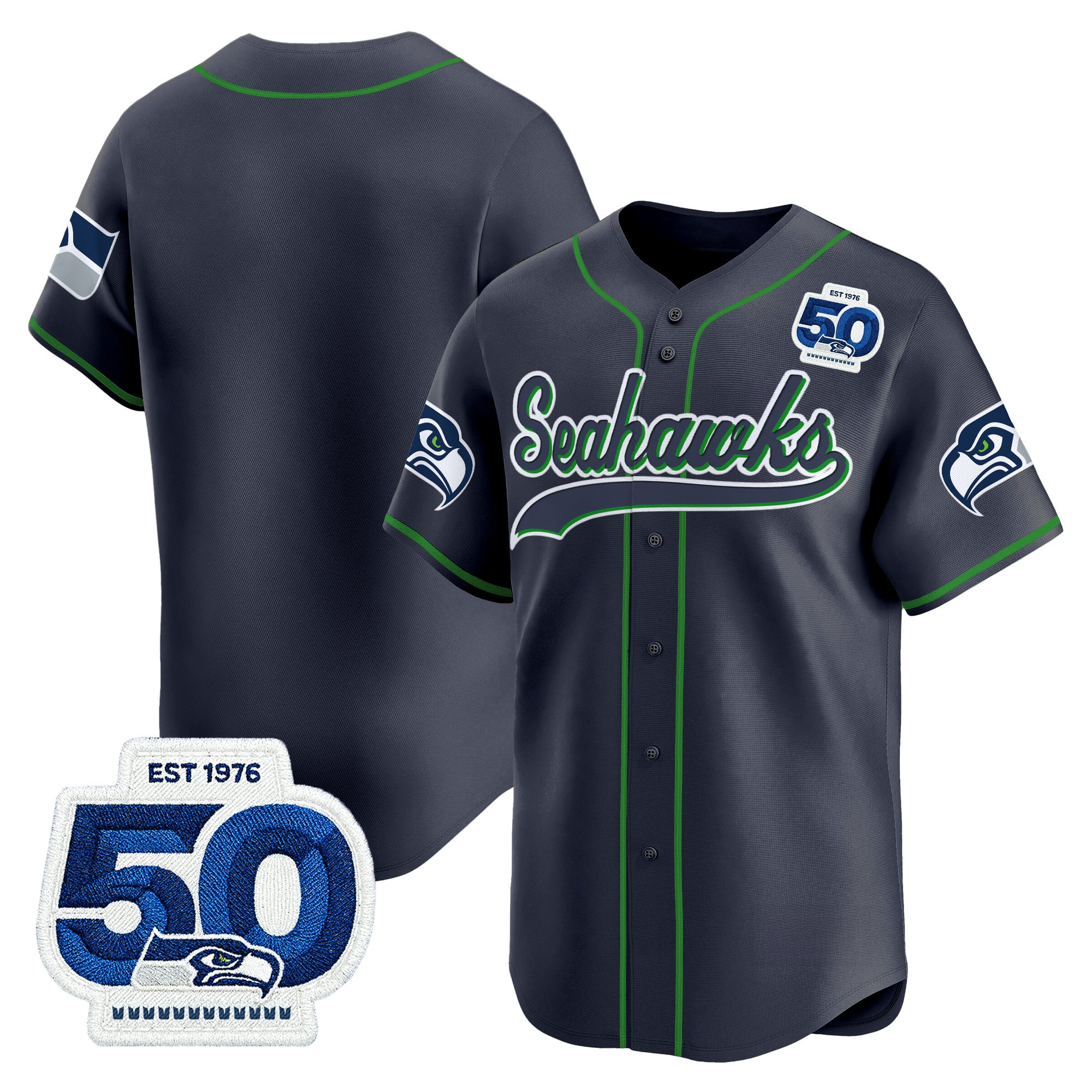 Men's Seattle Seahawks 50th Anniversary Vapor Baseball Jersey - All Stitched - Image 27