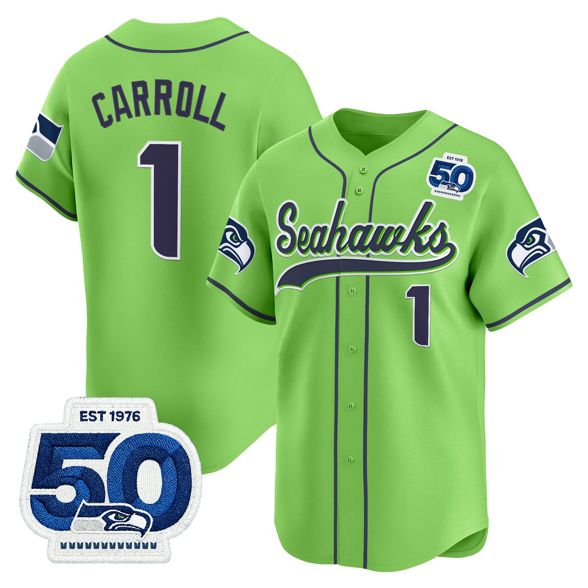Men's Seattle Seahawks 50th Anniversary Vapor Baseball Jersey - All Stitched - Image 30