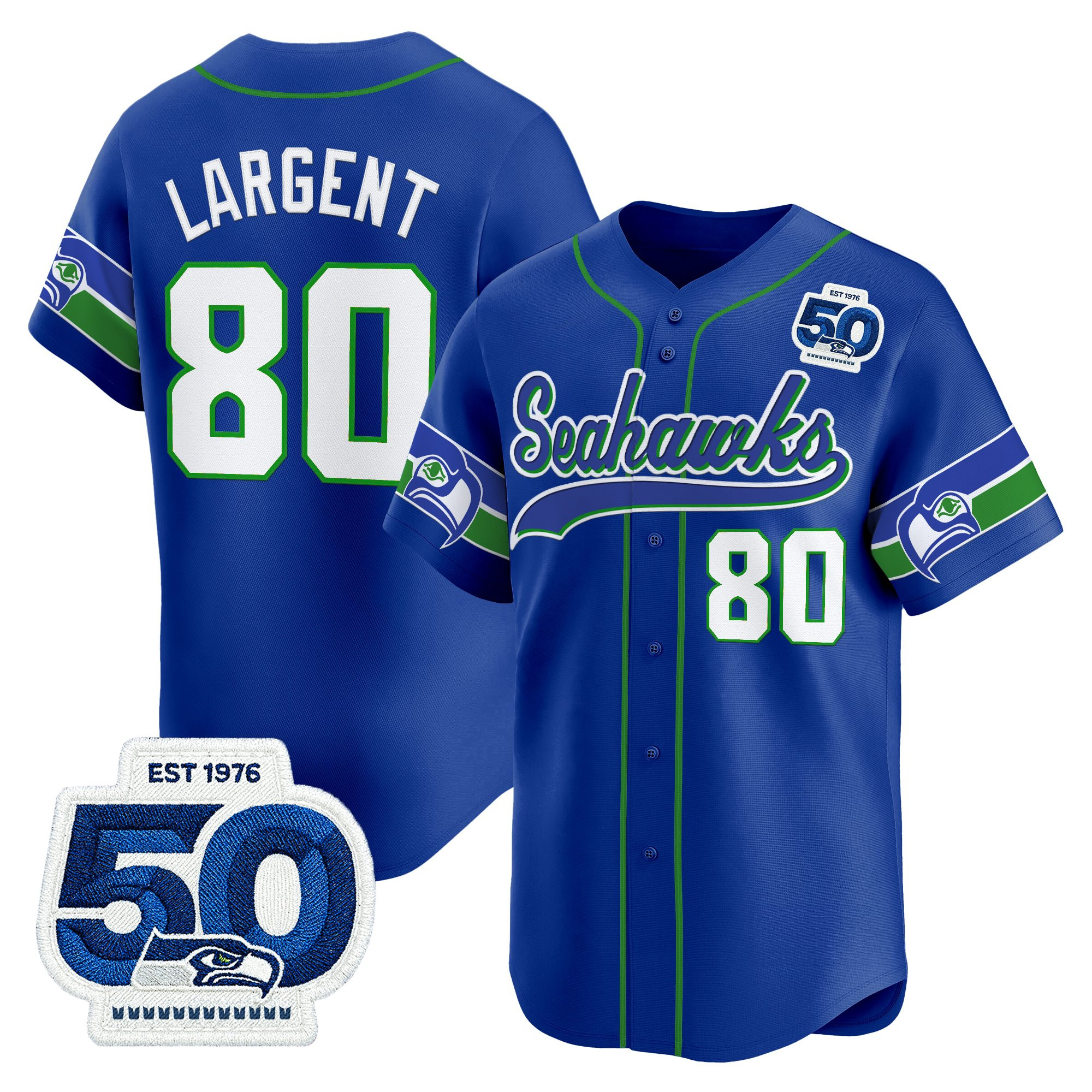 Men's Seattle Seahawks 50th Anniversary Vapor Baseball Jersey - All Stitched - Image 7