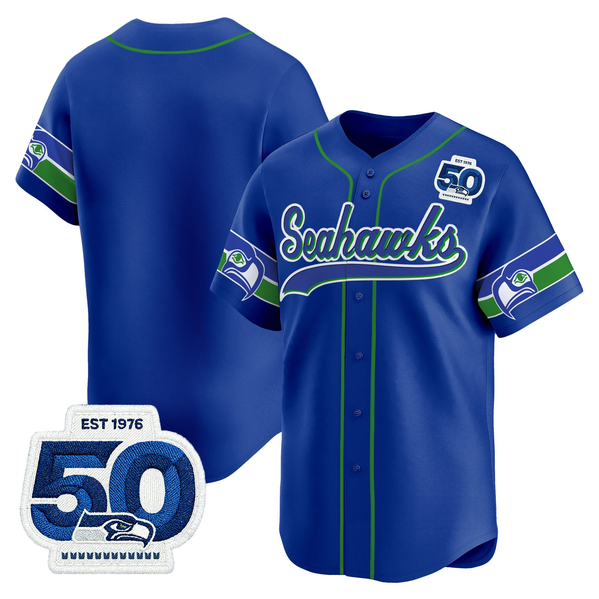 Men's Seattle Seahawks 50th Anniversary Vapor Baseball Jersey - All Stitched - Image 9