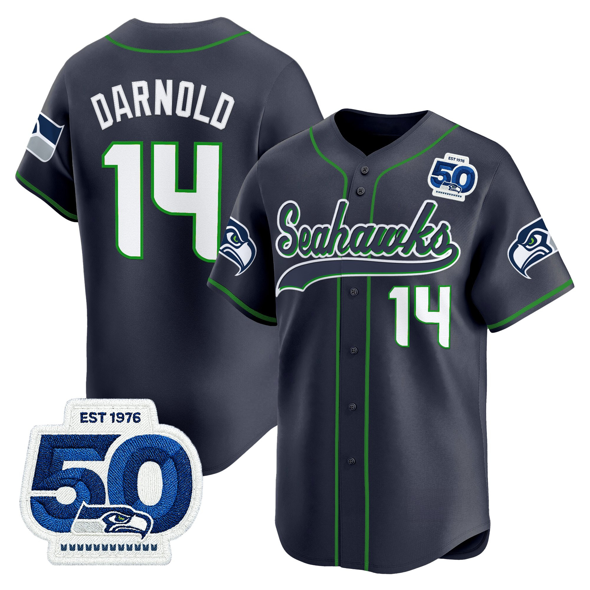 Men's Seattle Seahawks 50th Anniversary Vapor Baseball Jersey - All Stitched - Image 19