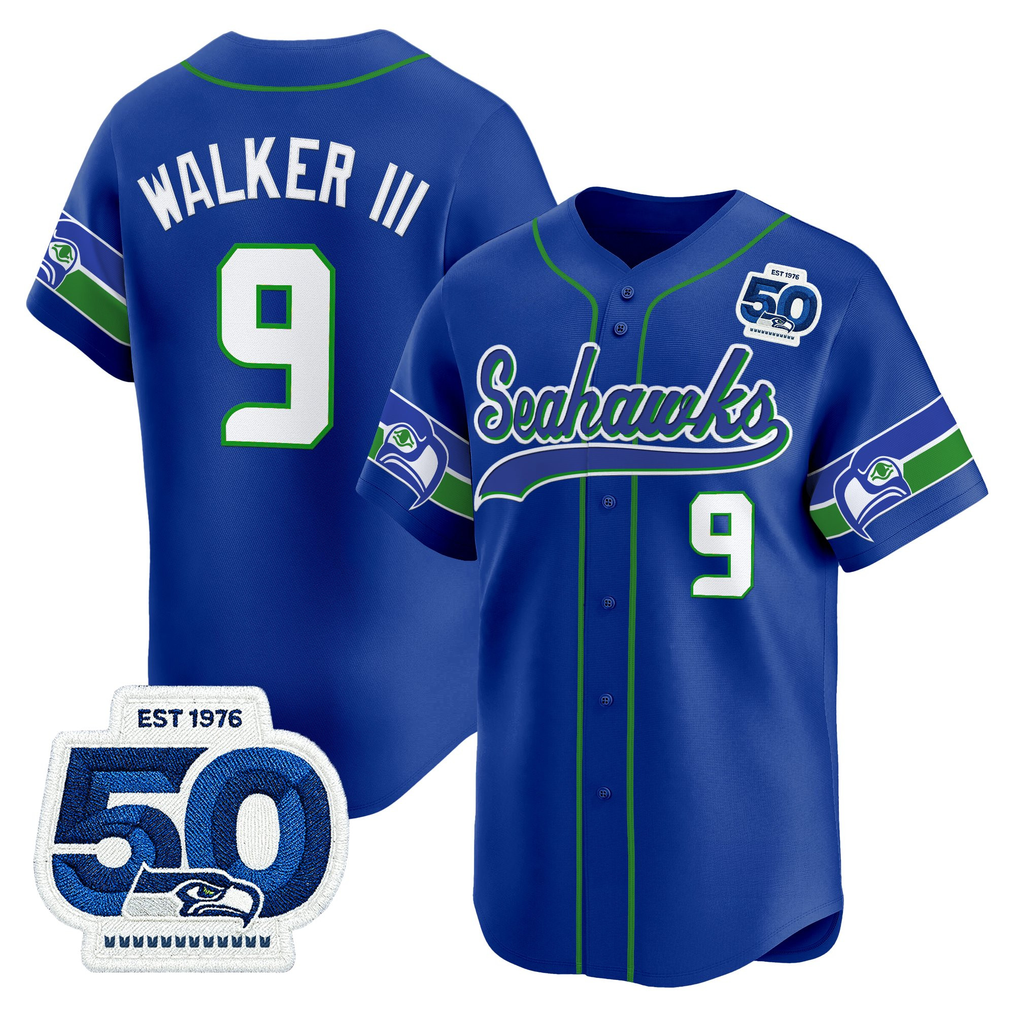 Men's Seattle Seahawks 50th Anniversary Vapor Baseball Jersey - All Stitched - Image 6