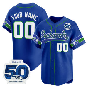 Seattle Seahawks 50th Anniversary Vapor Baseball Custom Jersey - All Stitched