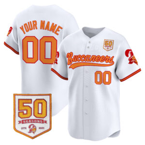Tampa Bay Buccaneers 50th Season Patch Vapor Baseball Custom Jersey - All Stitched