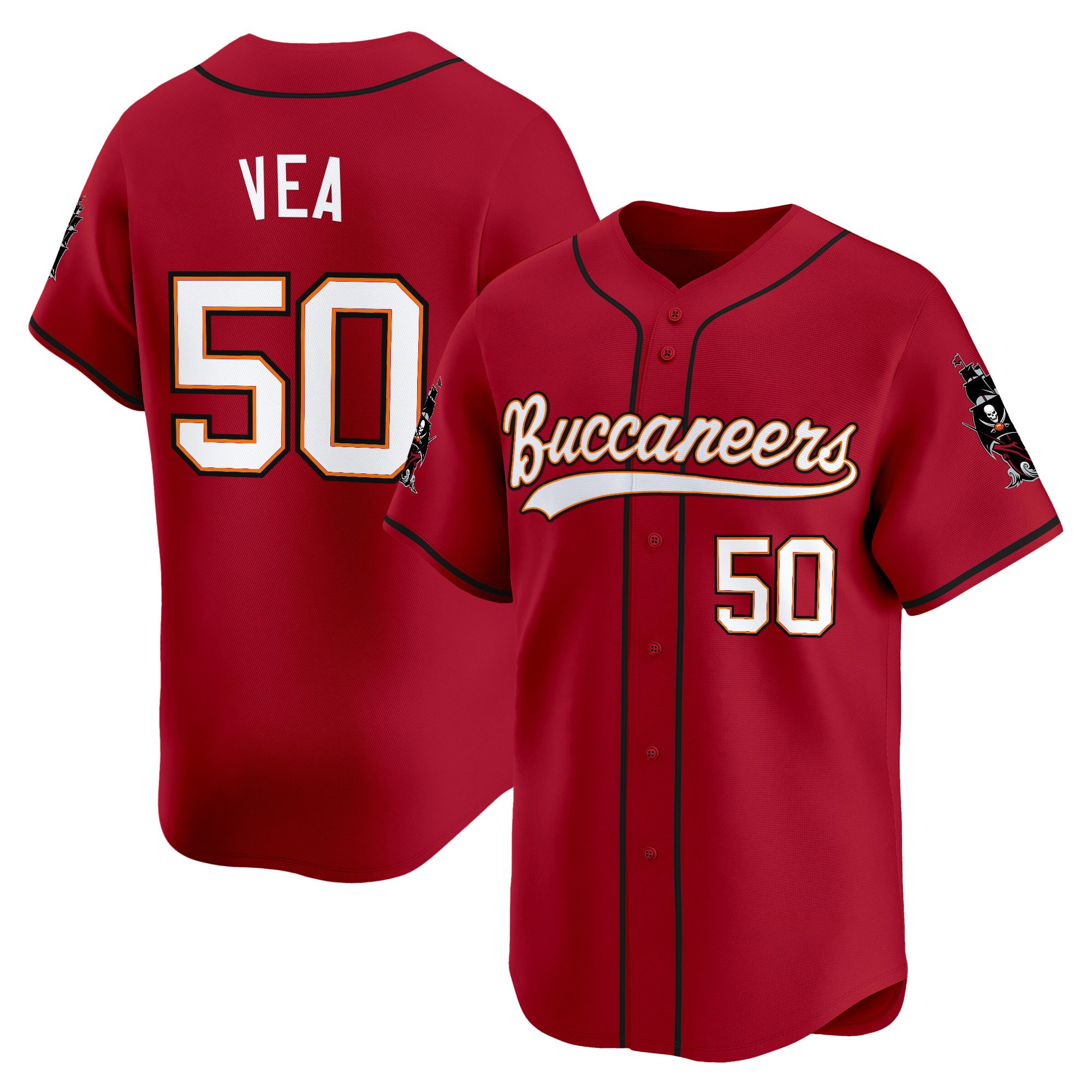 Men's Tampa Bay Buccaneers 50th Season Patch Vapor Baseball Jersey - All Stitched - Image 38
