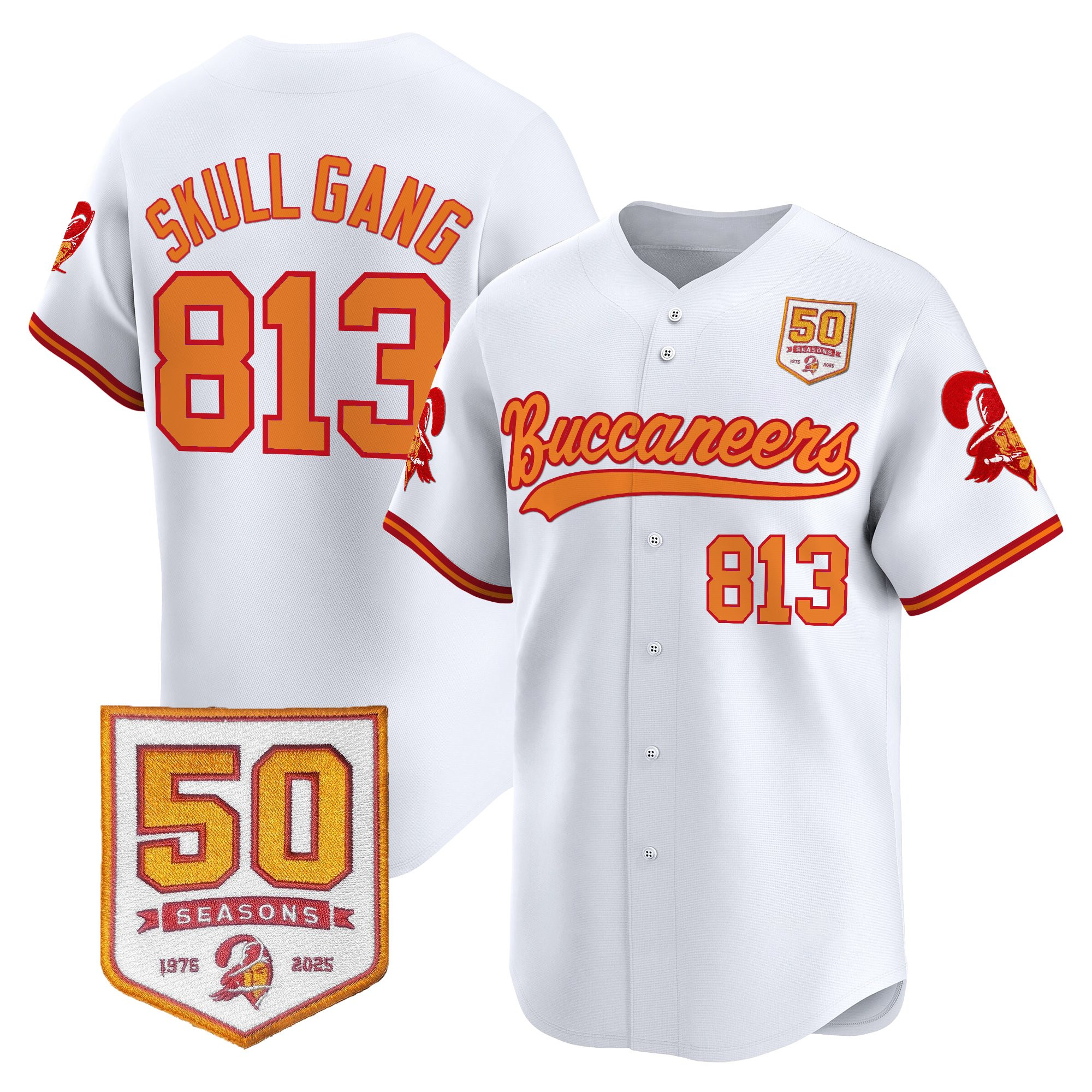 Men's Tampa Bay Buccaneers 50th Season Patch Vapor Baseball Jersey - All Stitched - Image 4