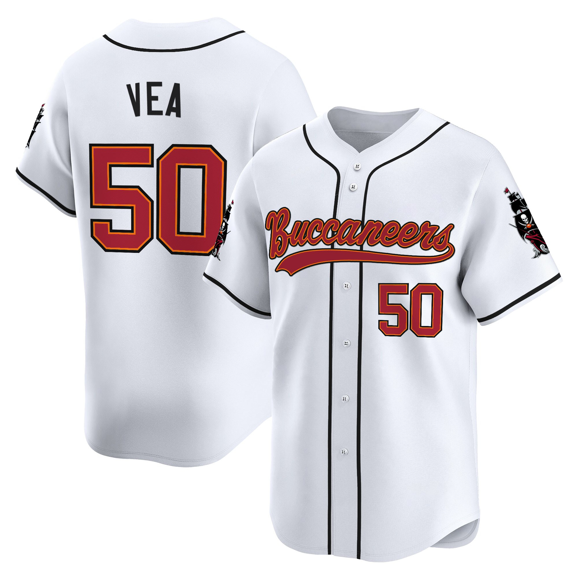 Men's Tampa Bay Buccaneers 50th Season Patch Vapor Baseball Jersey - All Stitched - Image 48