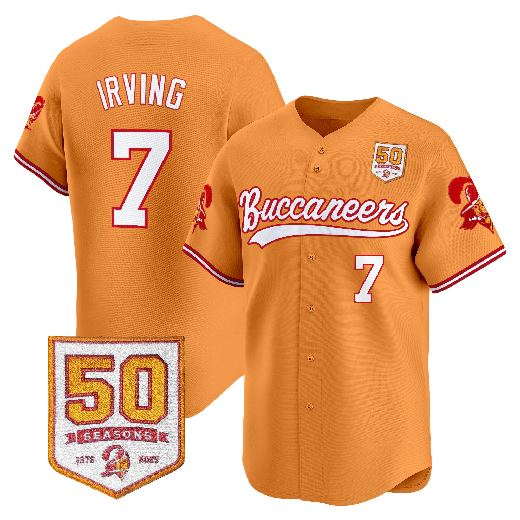 Men's Tampa Bay Buccaneers 50th Season Patch Vapor Baseball Jersey - All Stitched - Image 13